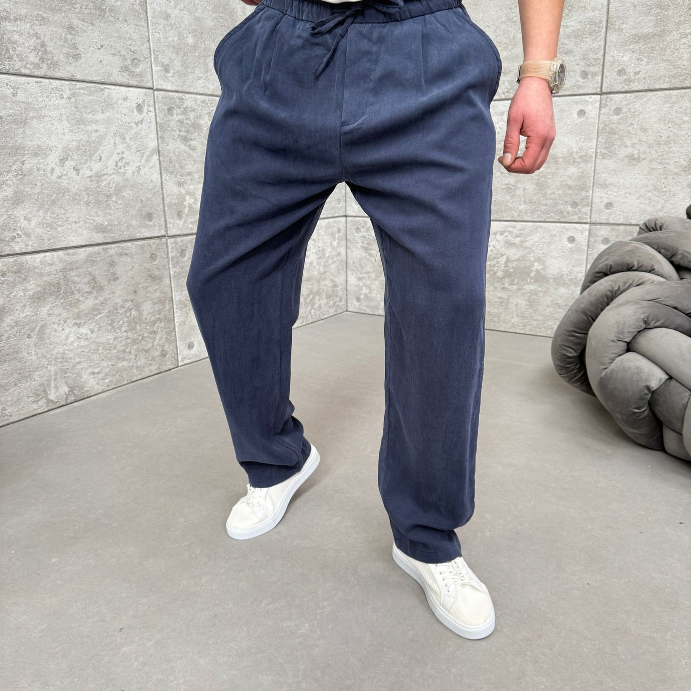 Lacivert Yıkamalı Oysho Kumaş  Pantolon