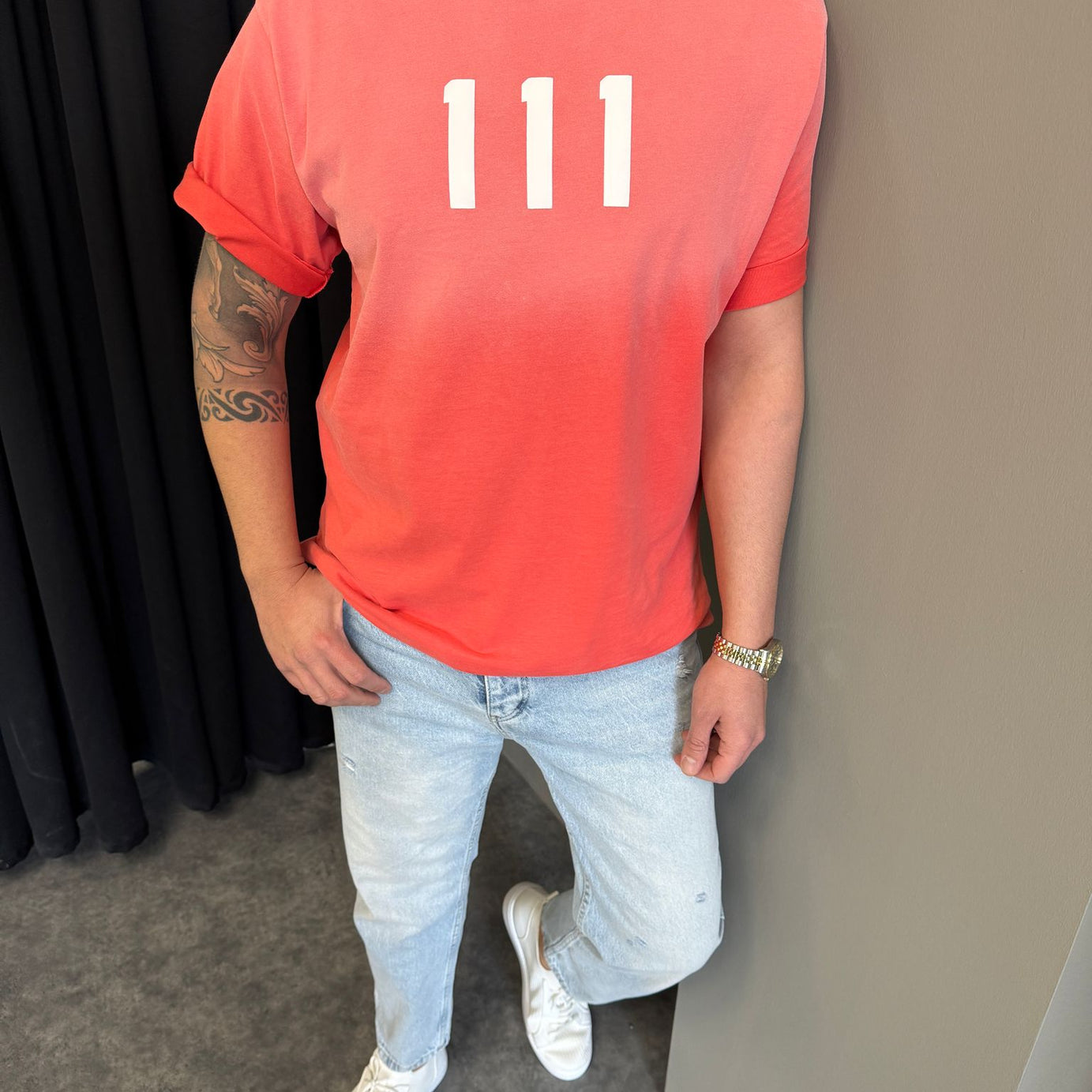 Nar Çiçeği Yıkamalı Pamuklu T-Shirt