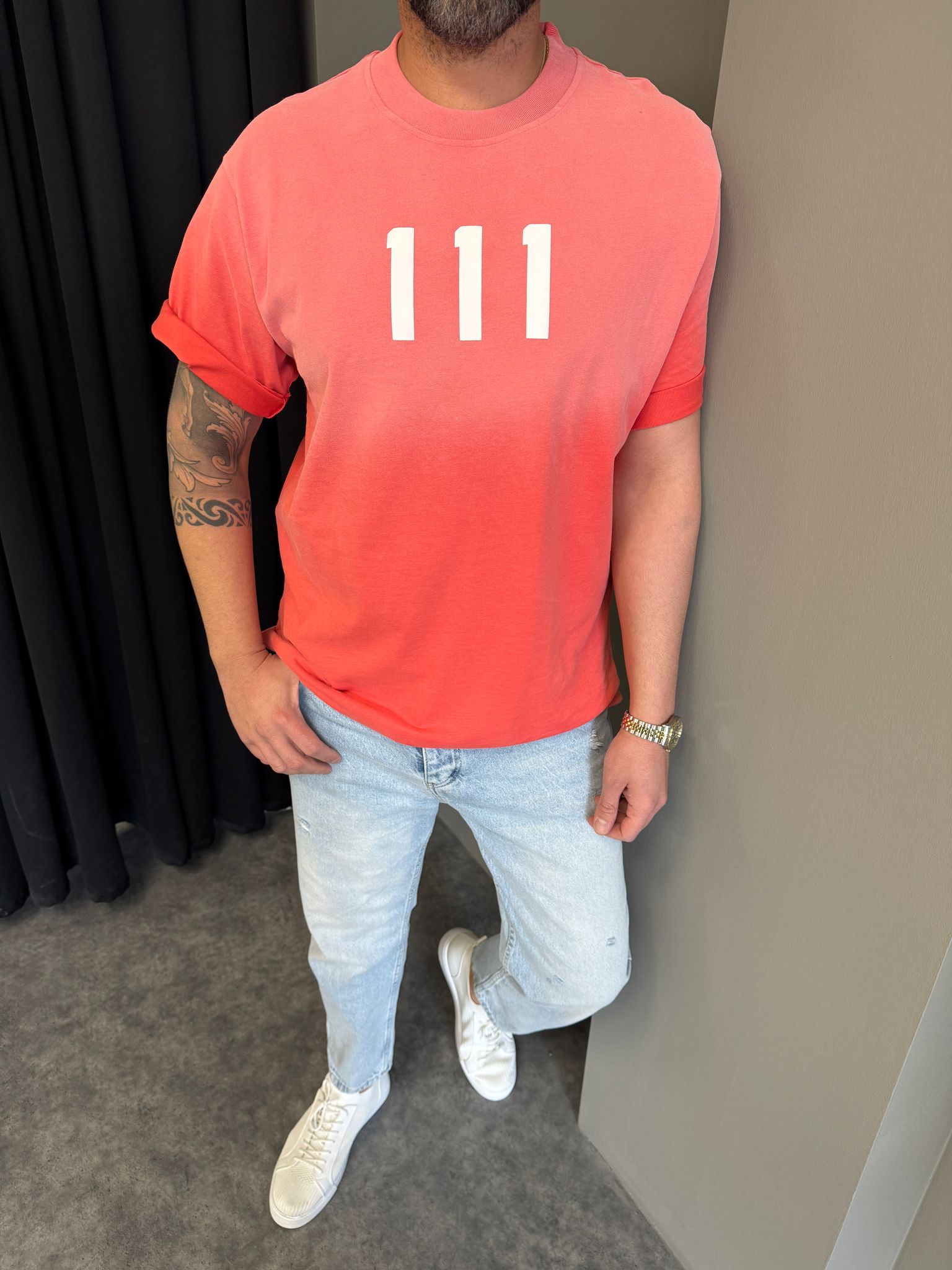 Nar Çiçeği Yıkamalı Pamuklu T-Shirt