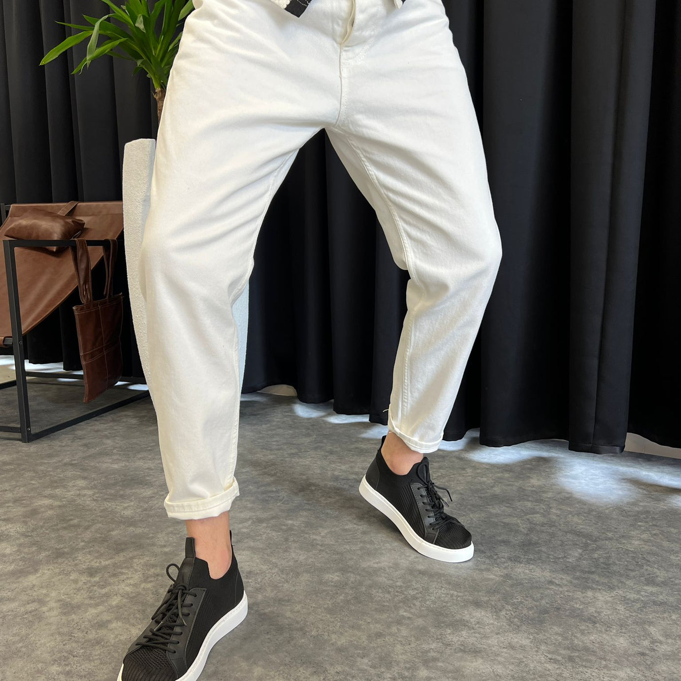 Beyaz Boyfirend Kot Pantolon