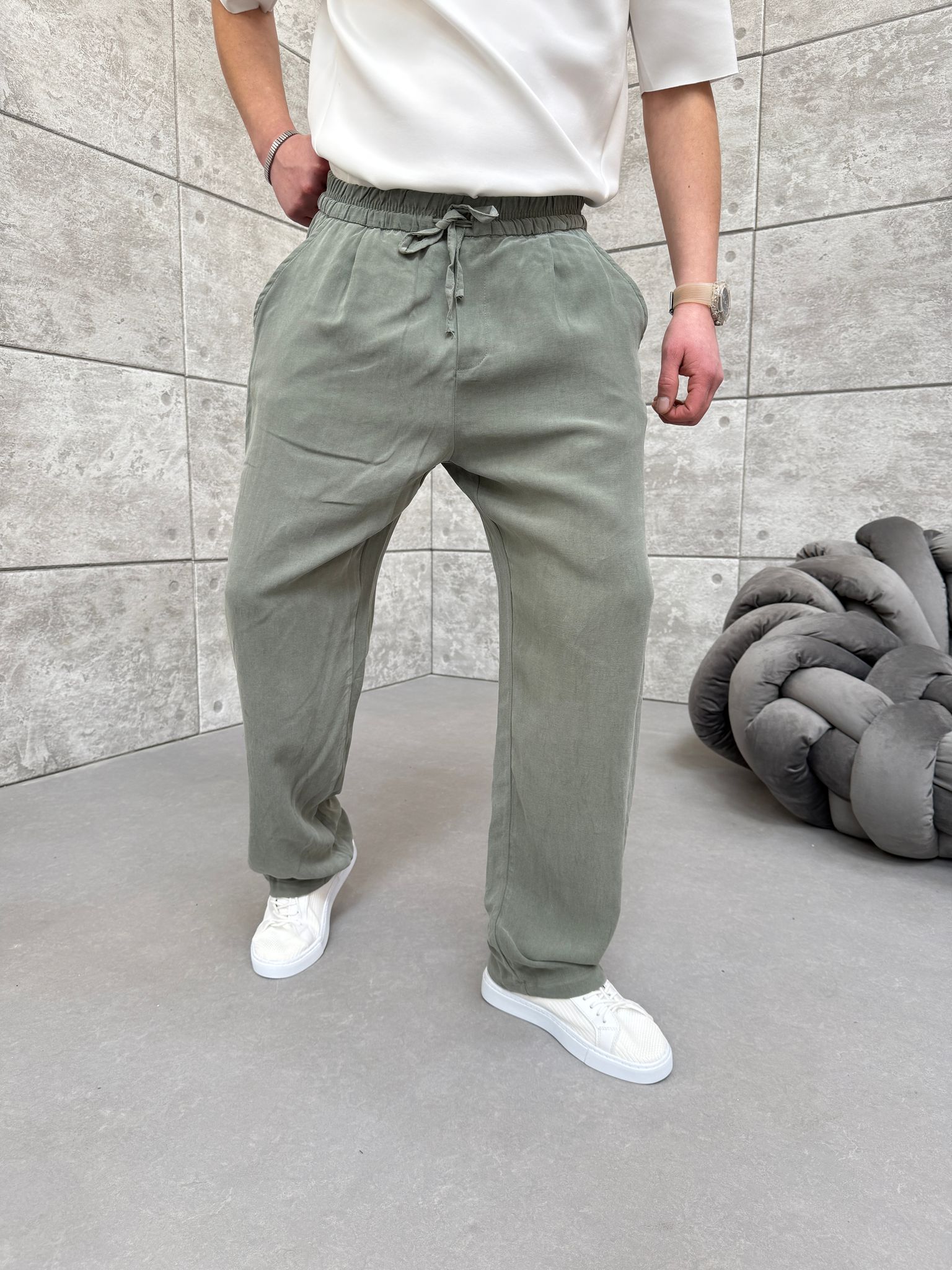 Lacivert Yıkamalı Oysho Kumaş  Pantolon