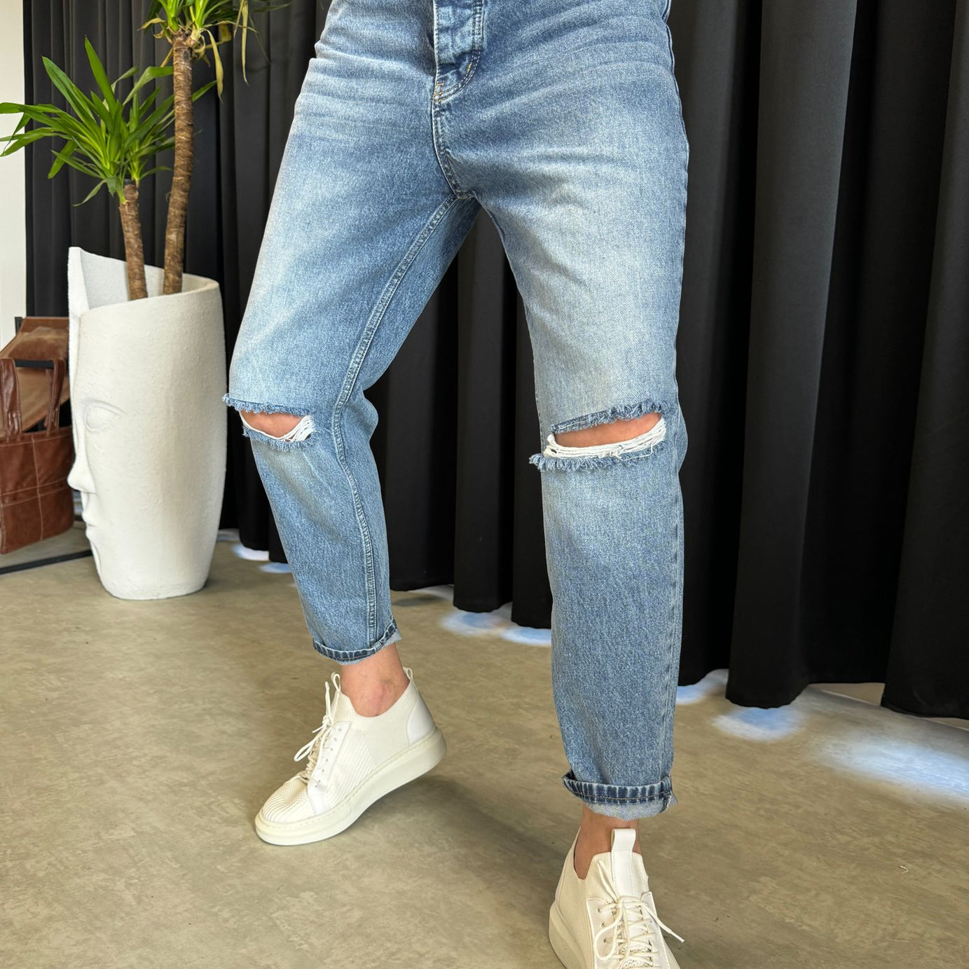 Dizi Yırtık Boyfirend Pantolon