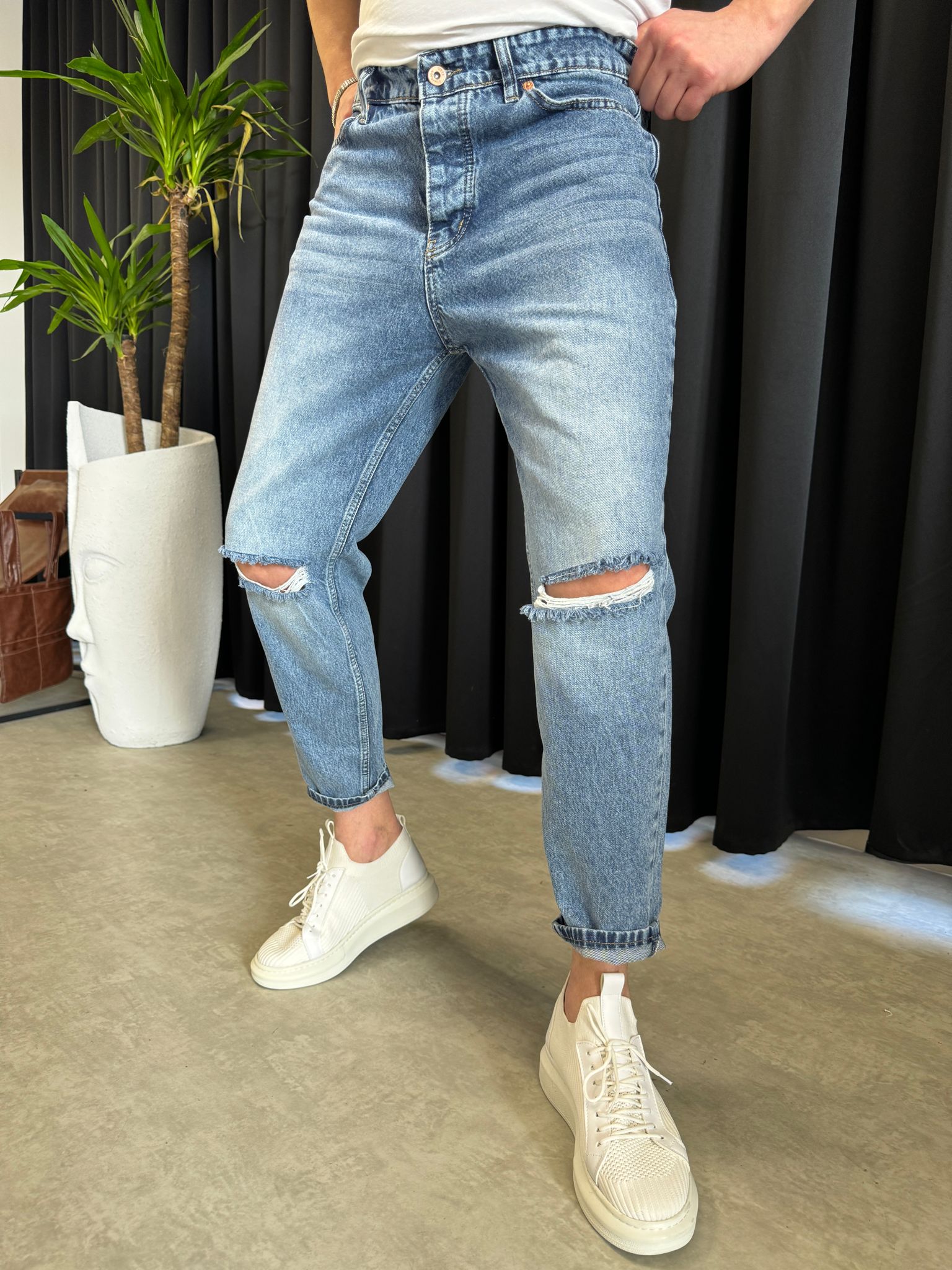 Dizi Yırtık Boyfirend Pantolon