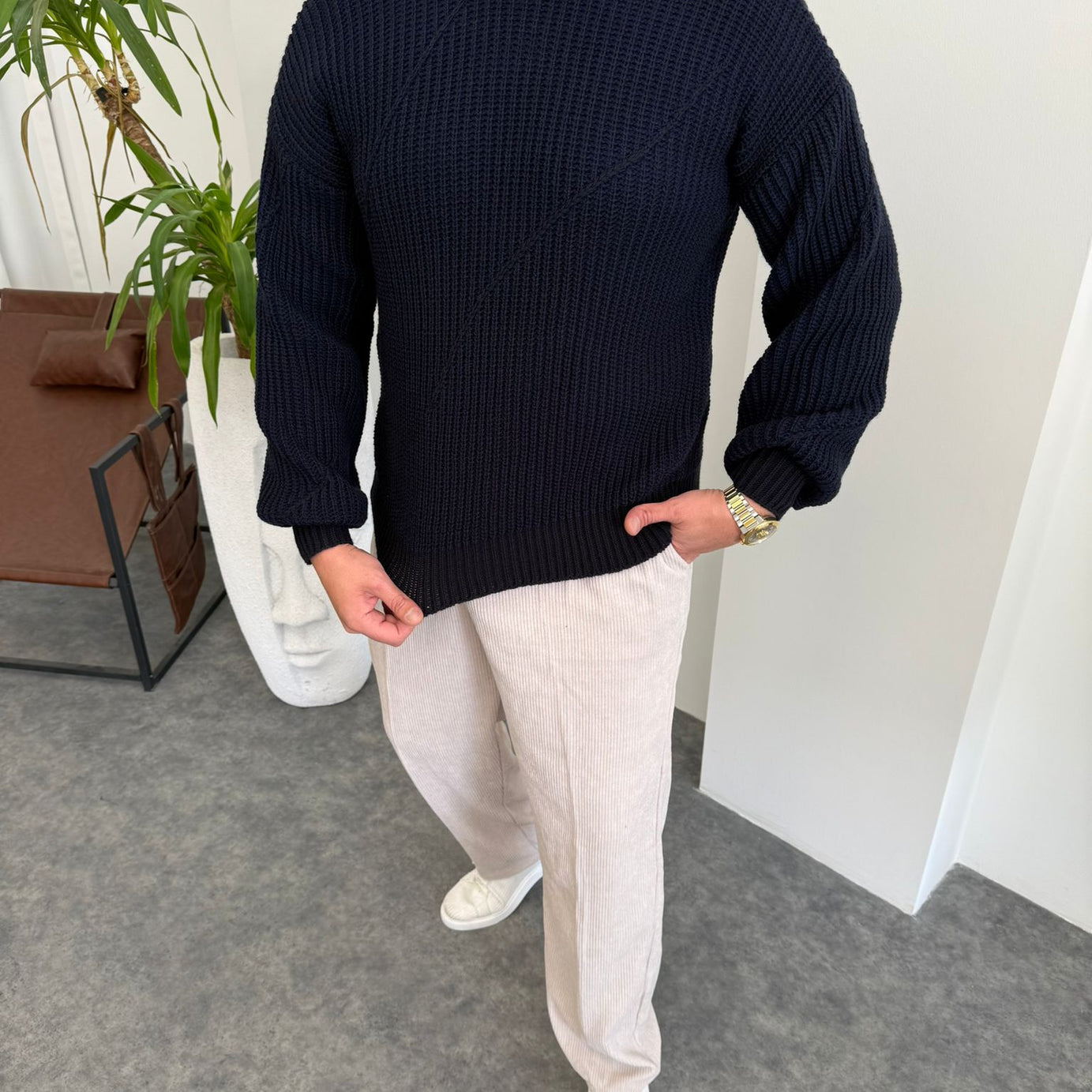 Yeşil Çelik Örme Kazak