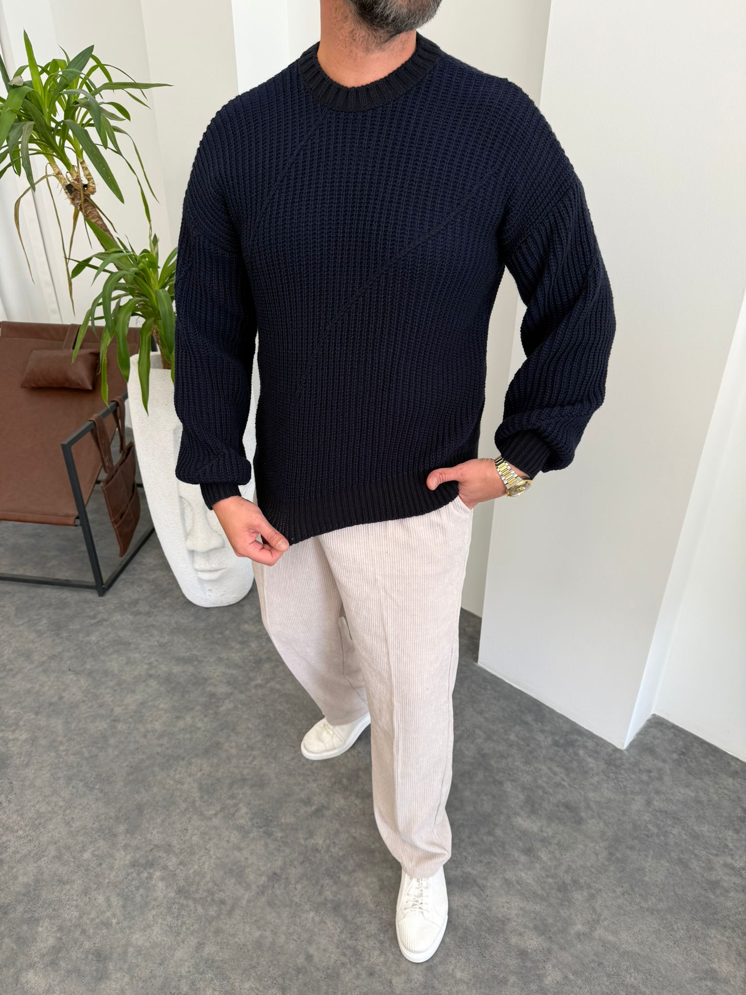 Yeşil Çelik Örme Kazak