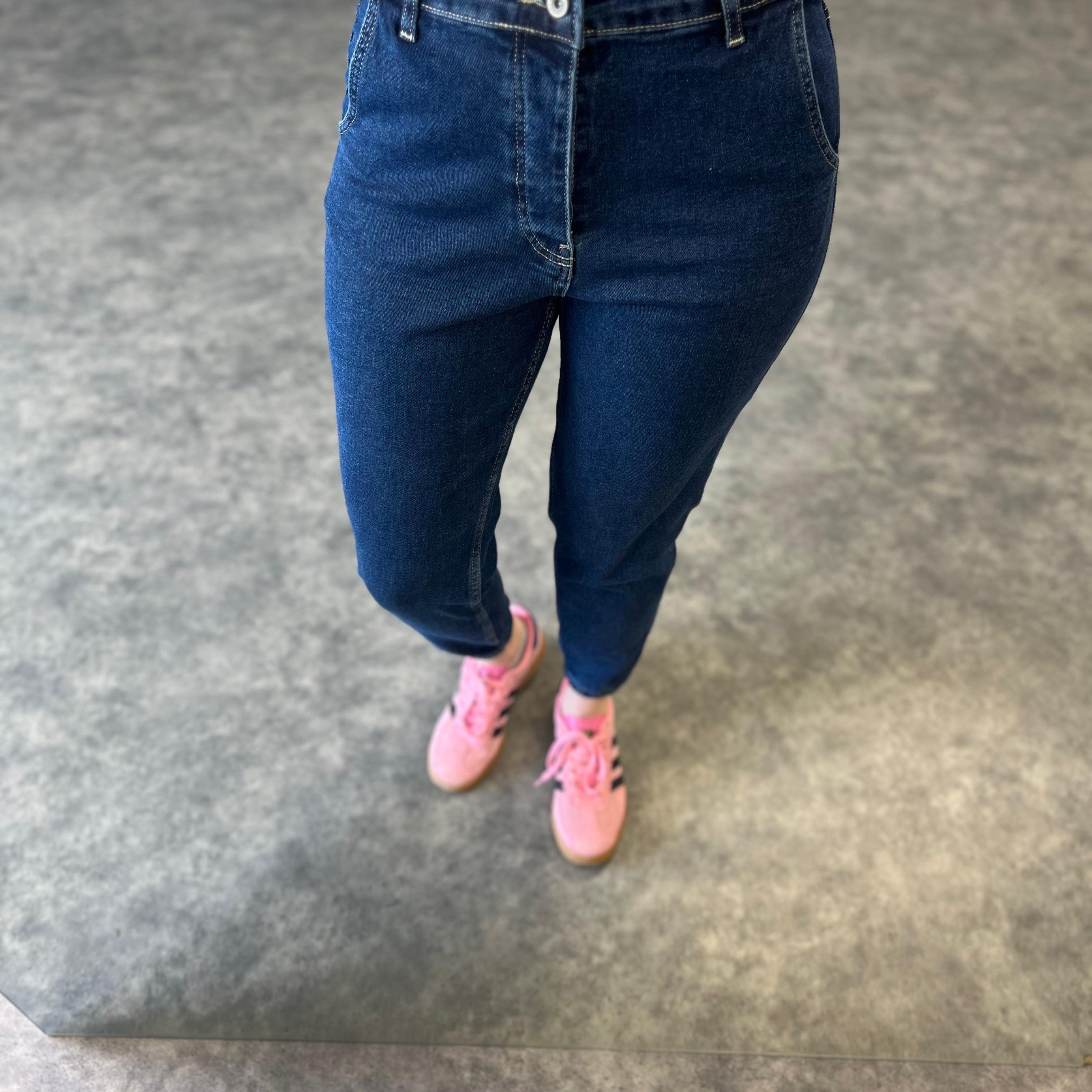 Lacivert Paça Lastikli Kot Pantolon