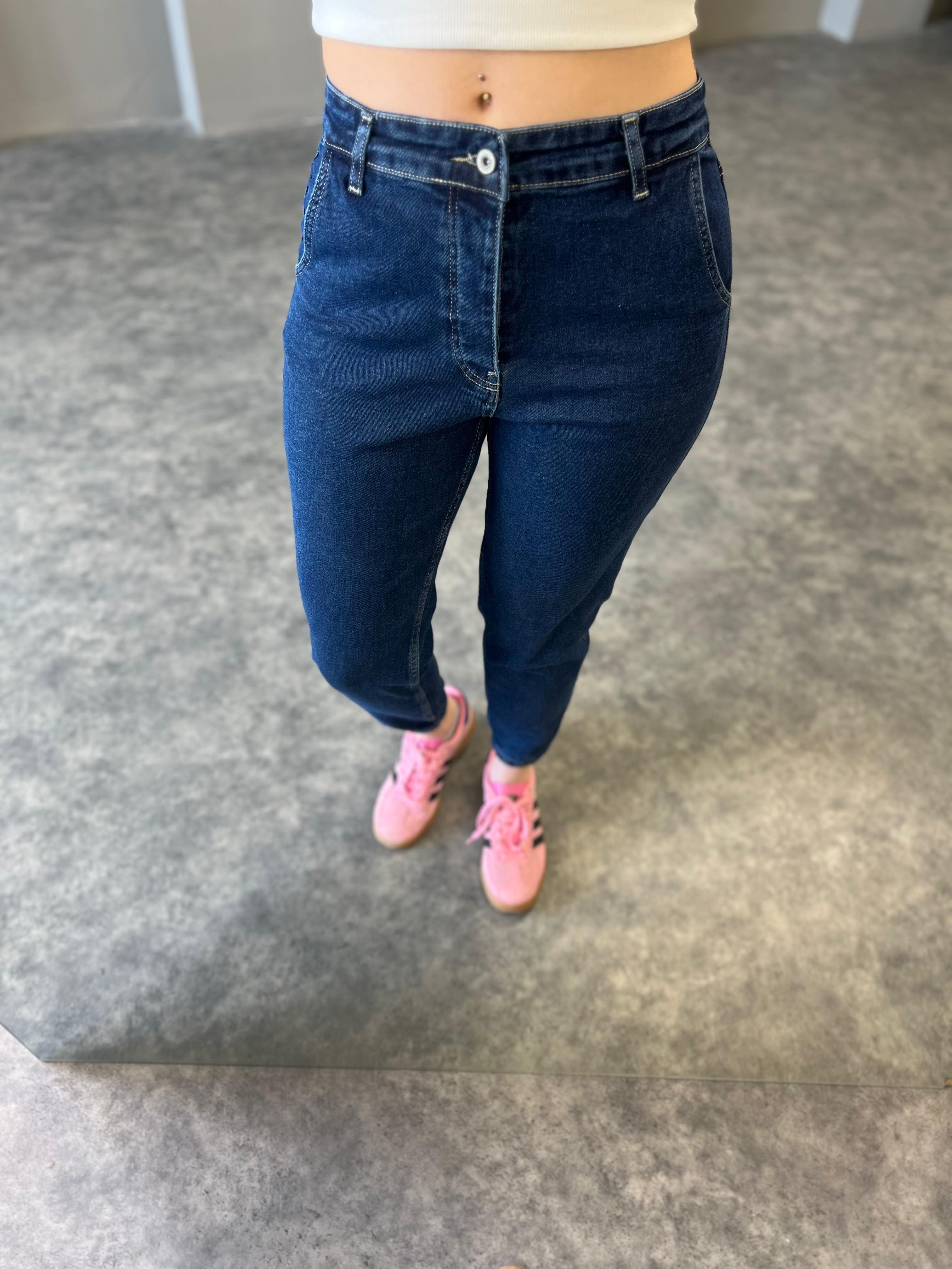 Lacivert Paça Lastikli Kot Pantolon