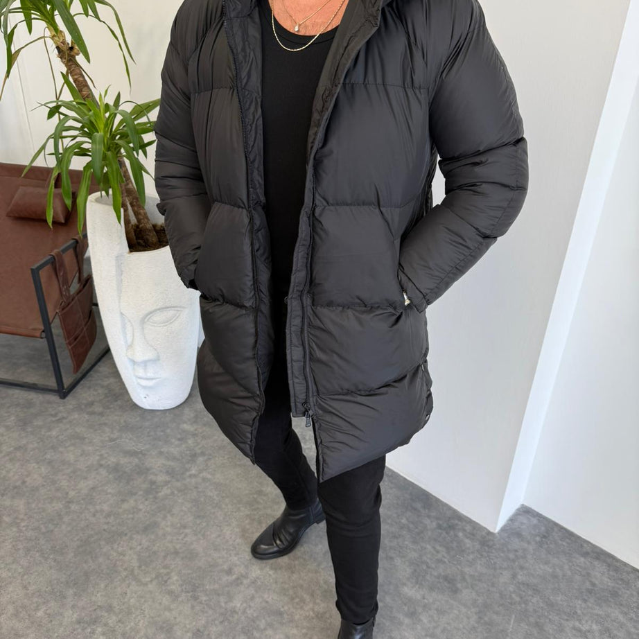 Krem Uzun Şişme Mont