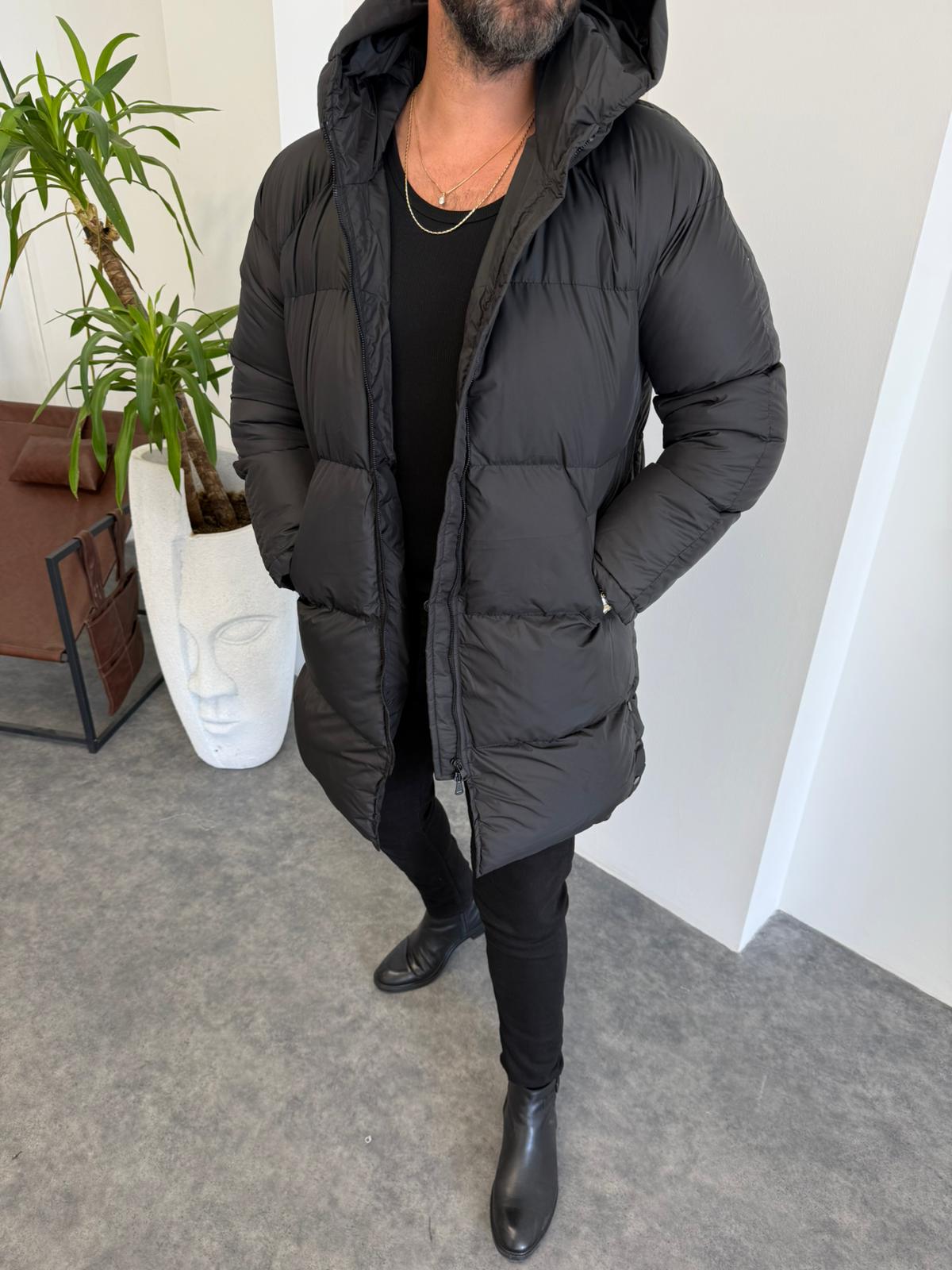 Krem Uzun Şişme Mont