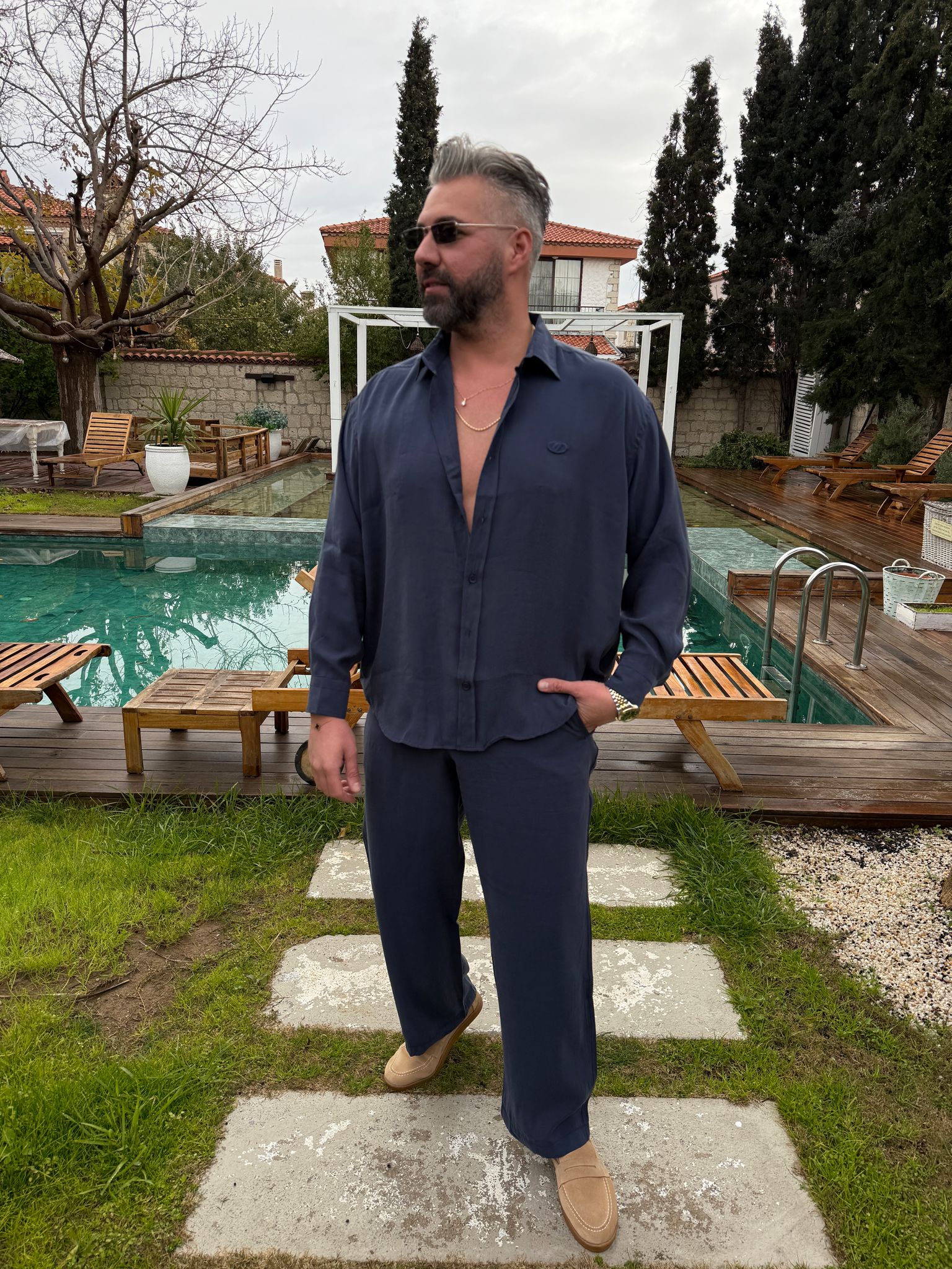 Petrol Modal Kumaş Gömlek