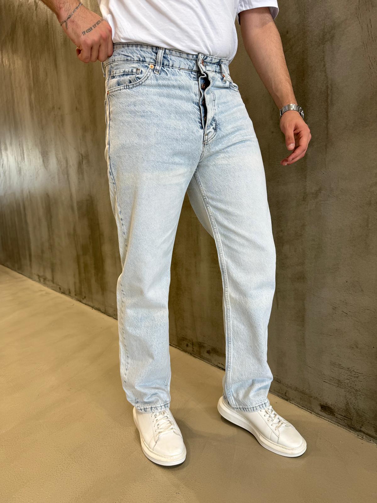 Buz Mavi Baggy Pantolon