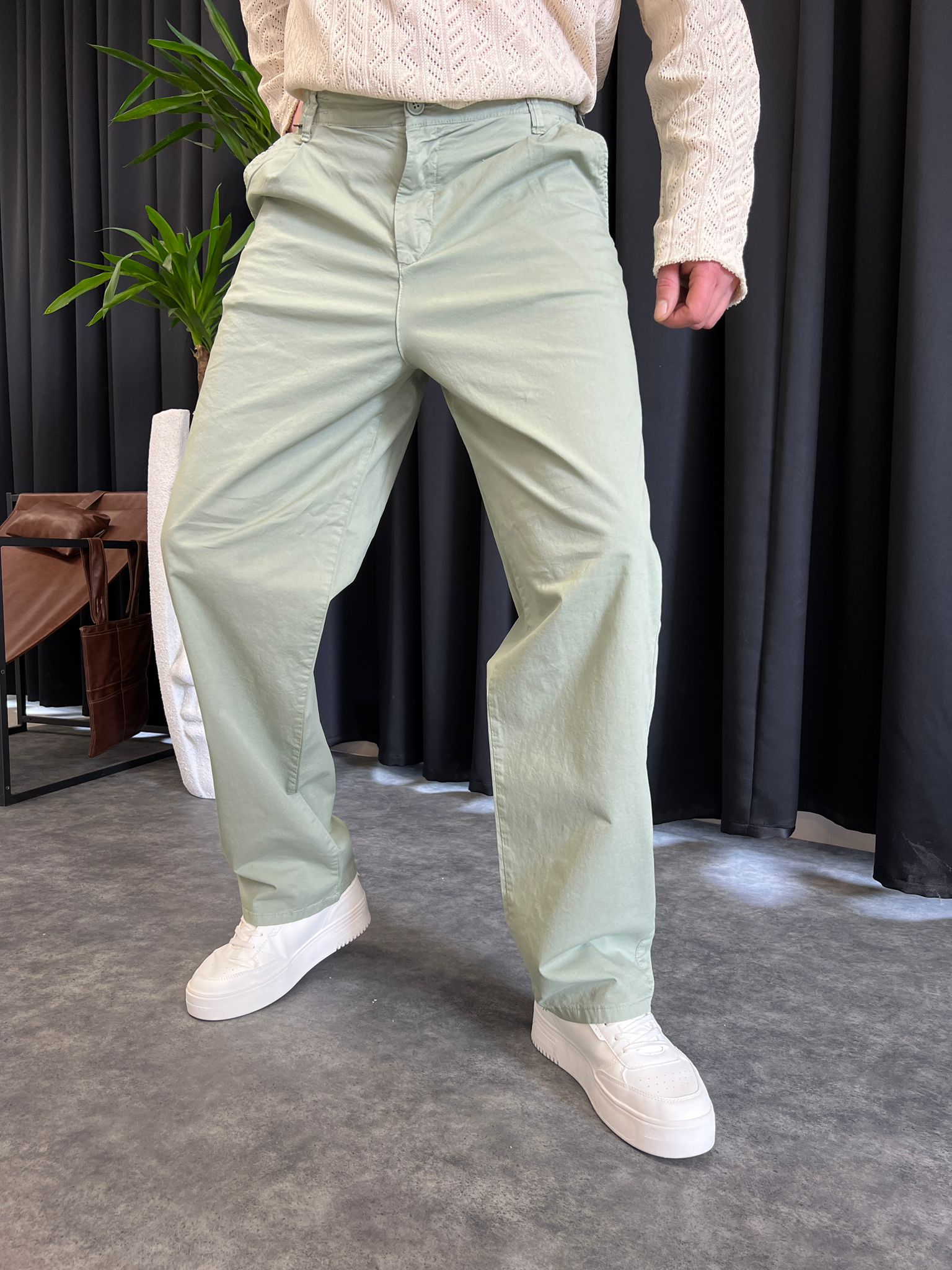 Krem Baggy Kot Pantolon