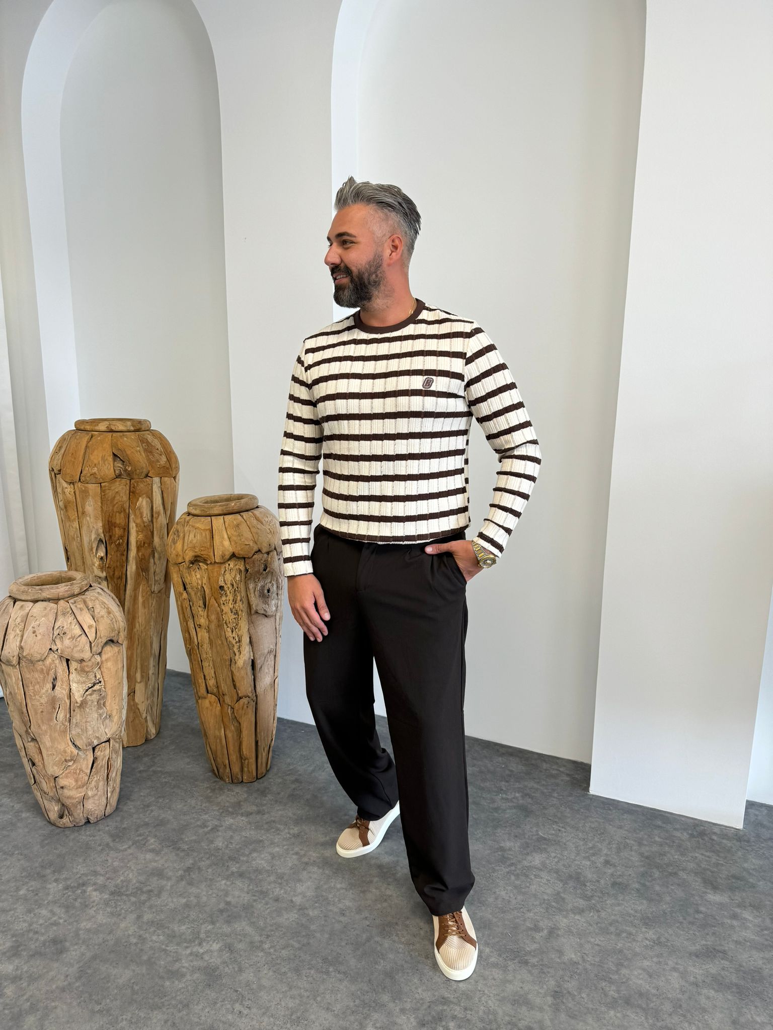 Siyah Baklava Desenli Sweat