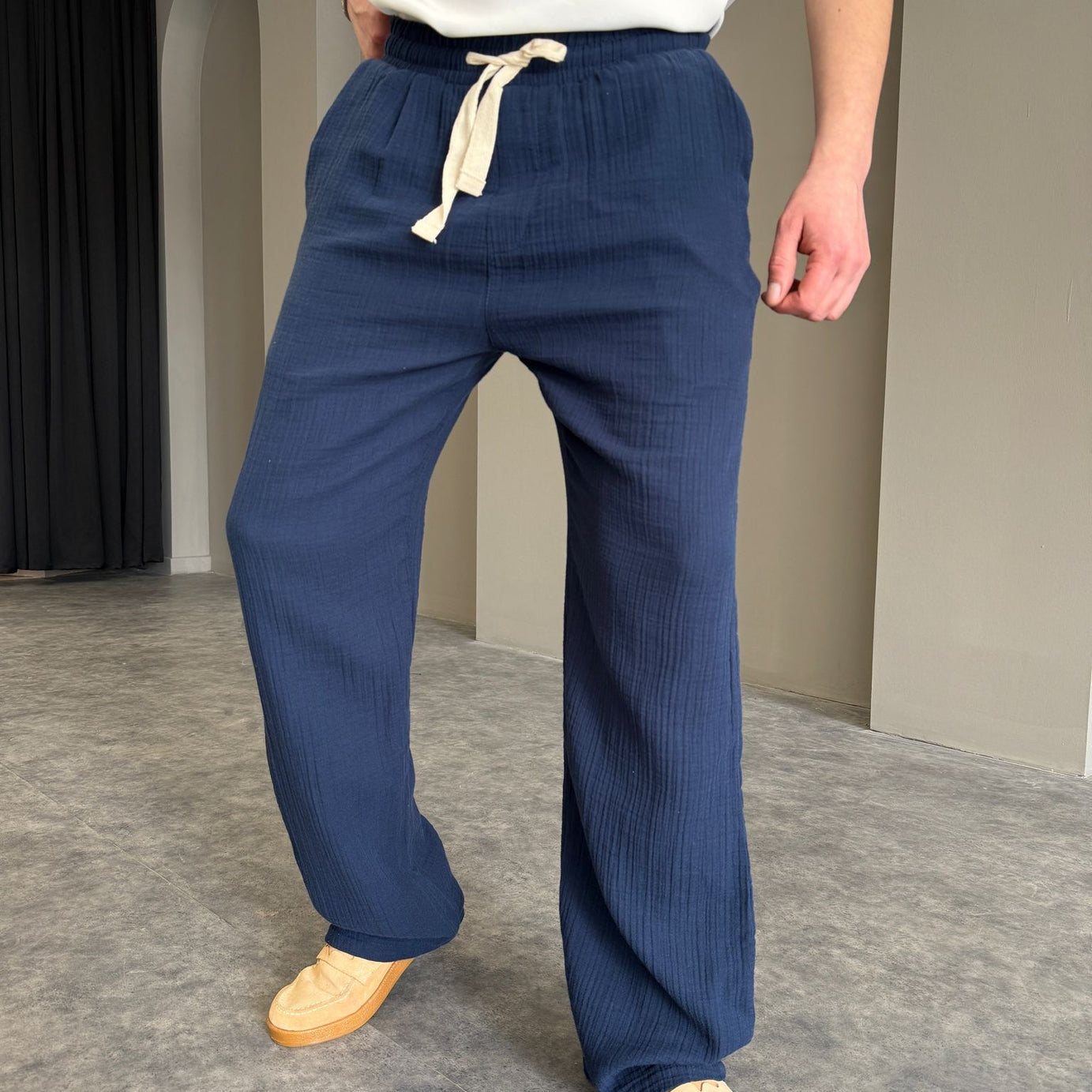 Beyaz Müslin Baggy Pantolon