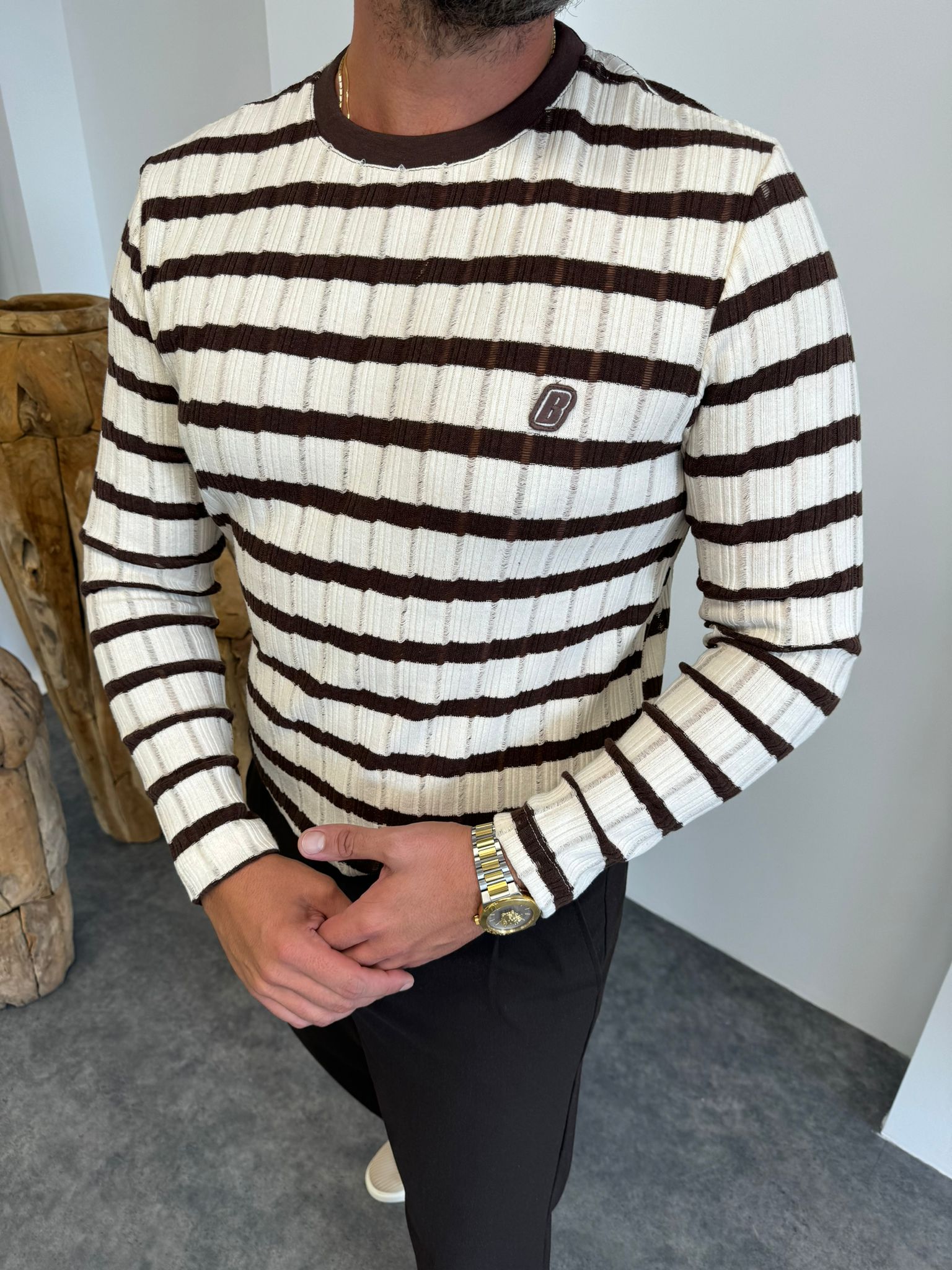 Siyah Baklava Desenli Sweat