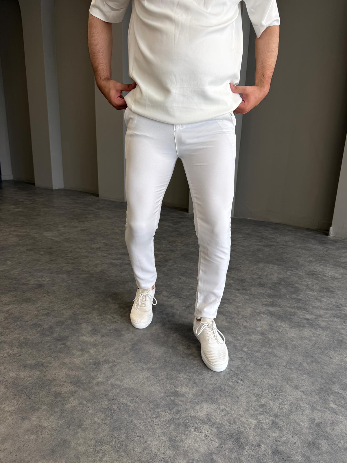 Beyaz Kumaş Pantolon
