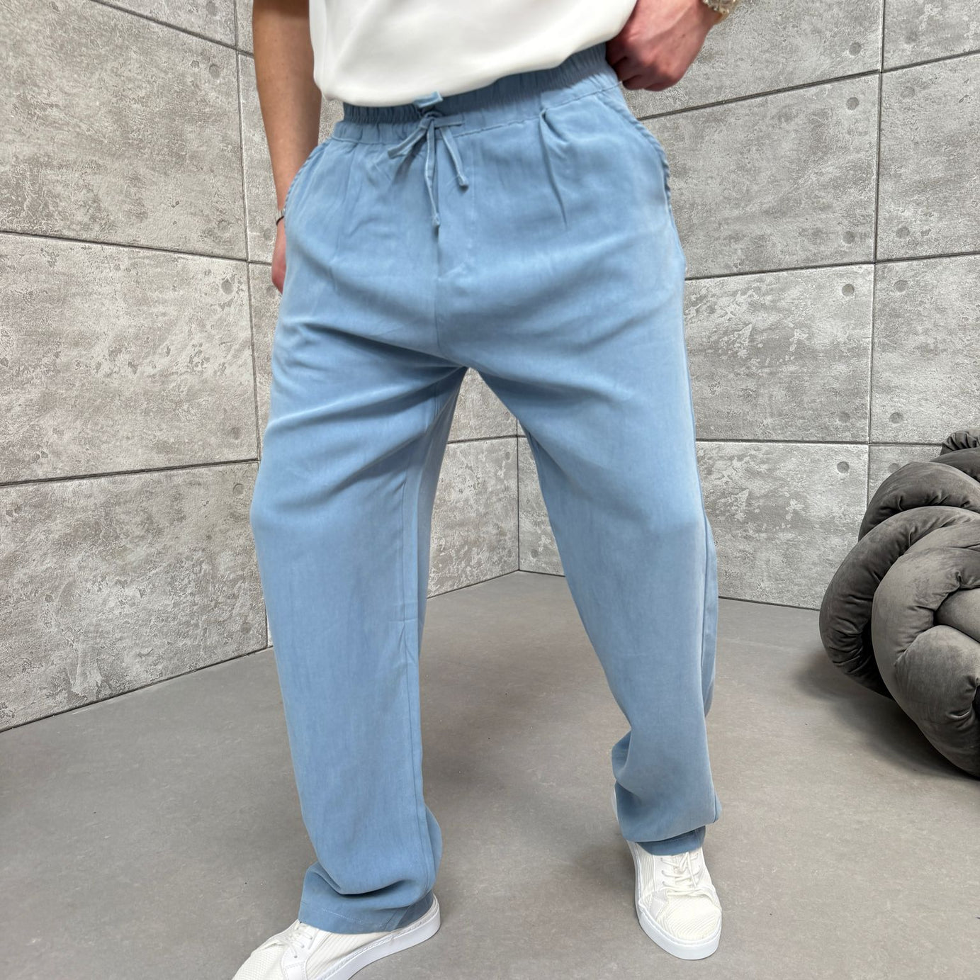 Lacivert Yıkamalı Oysho Kumaş  Pantolon