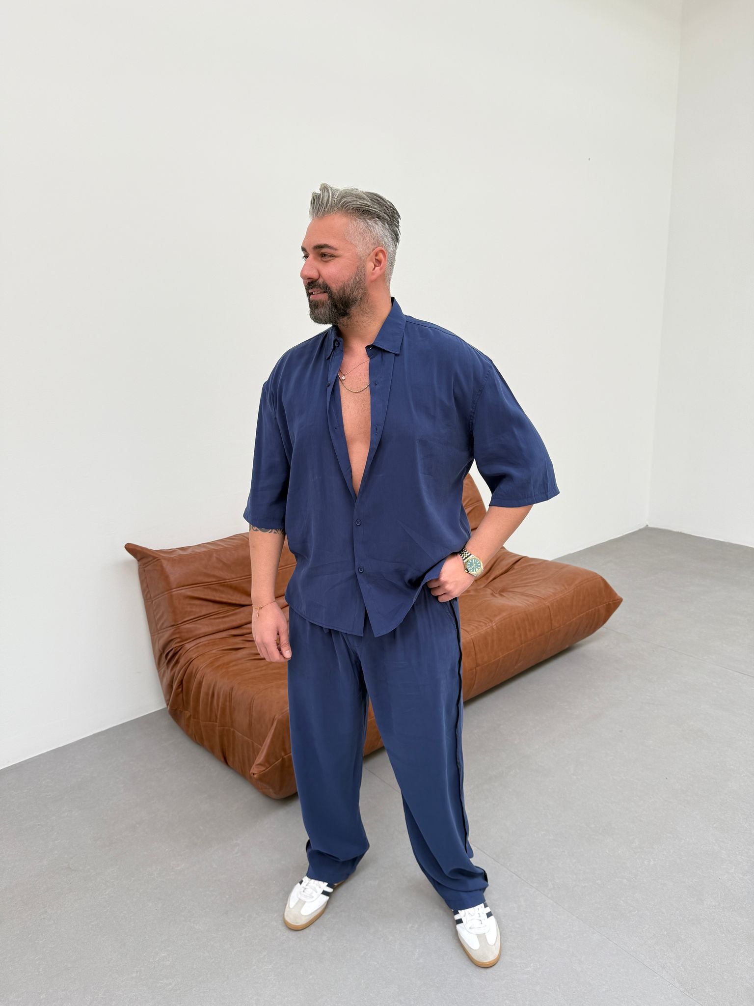 Petrol Oversize Gömlekli Takım