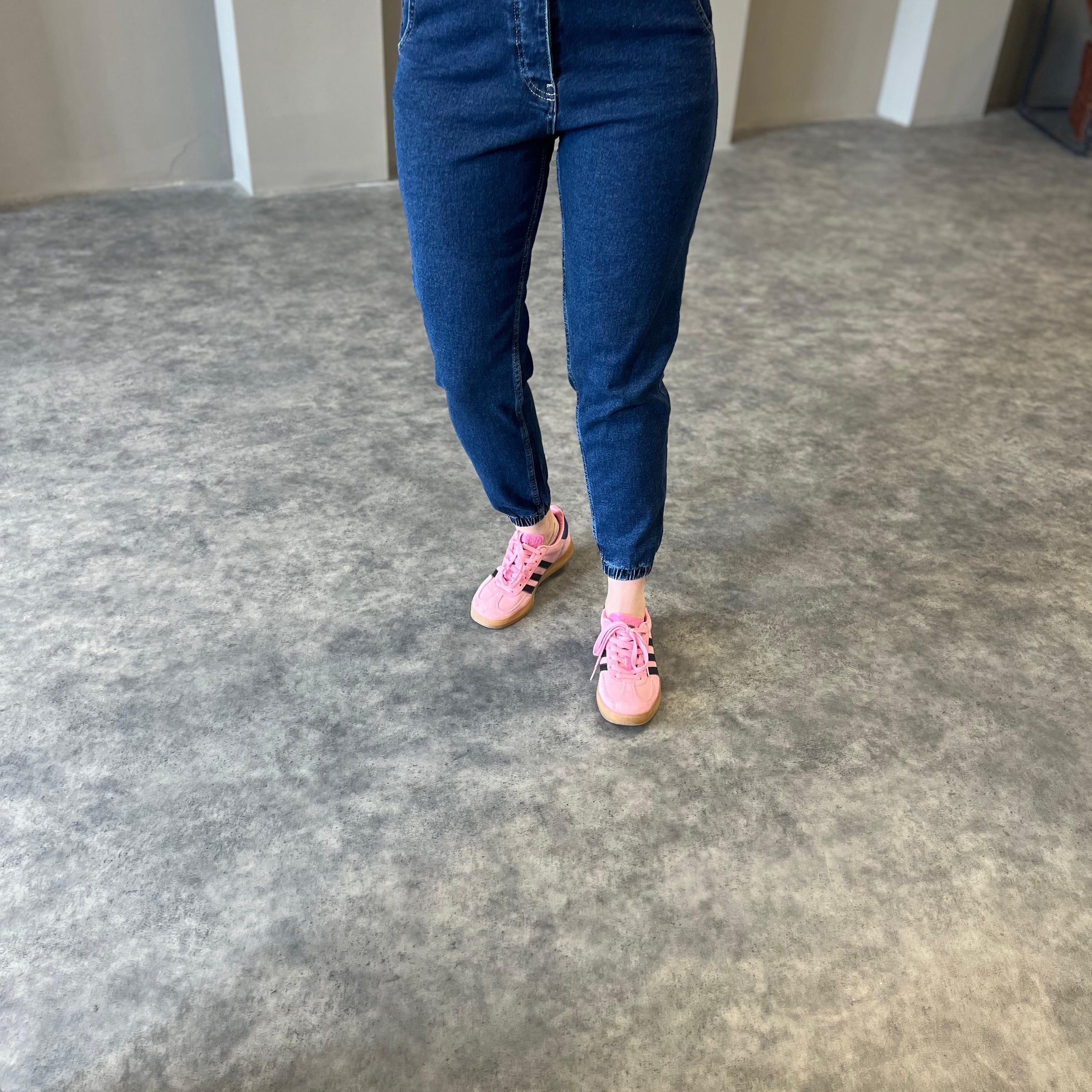 Lacivert Paça Lastikli Kot Pantolon