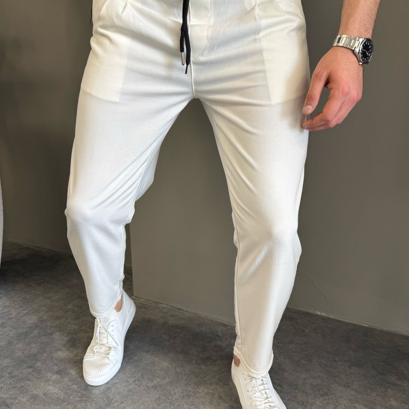 İndirimli Beyaz Duble Paça Jogger