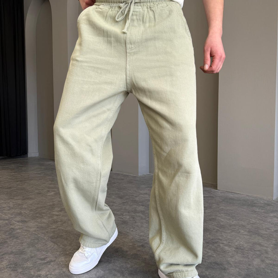 Beyaz Gabardin Baggy Pantolon