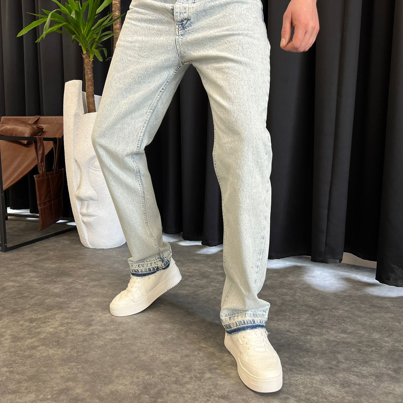 Buz Mavi Baggy Pantolon