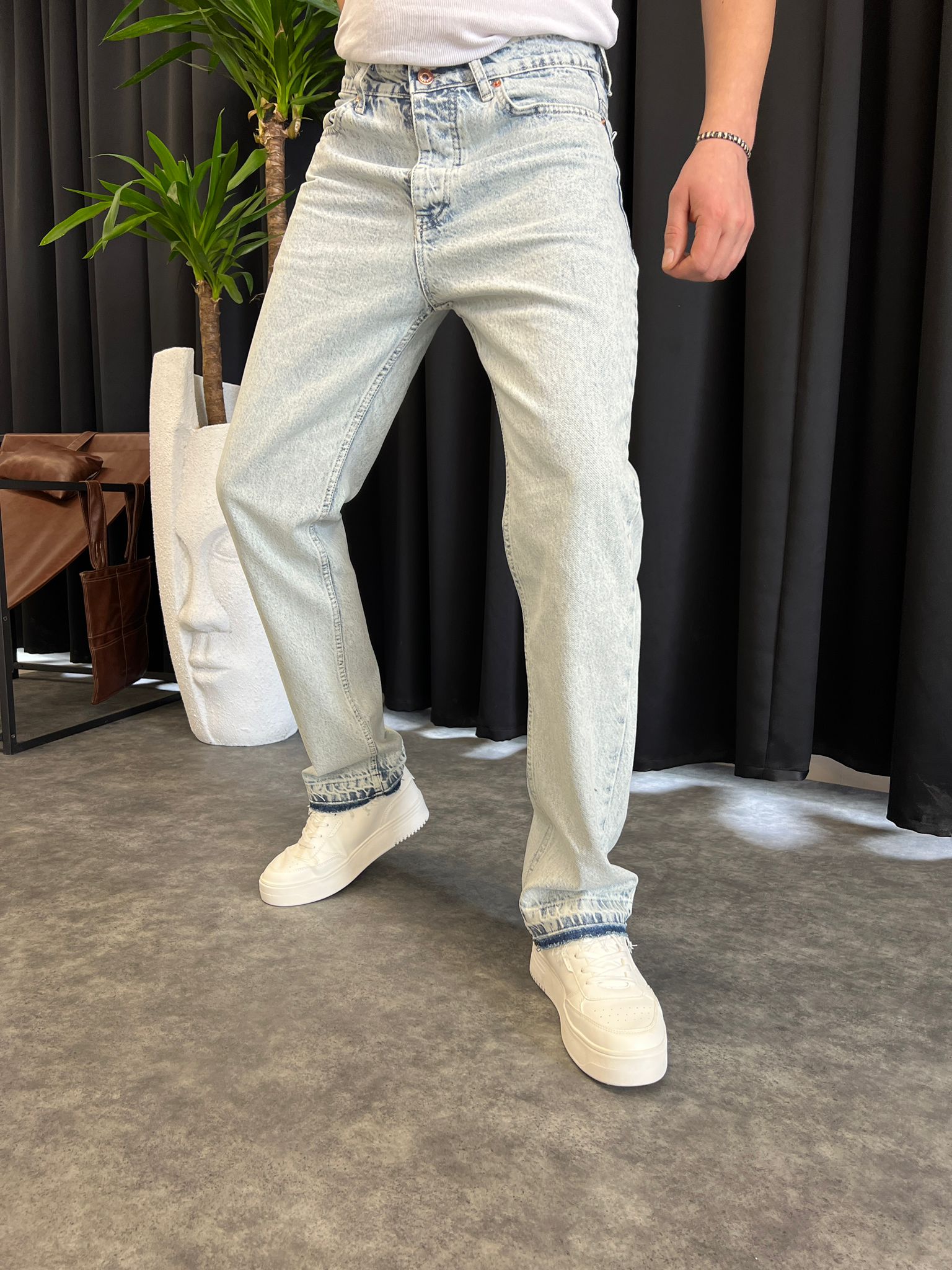 Buz Mavi Baggy Pantolon