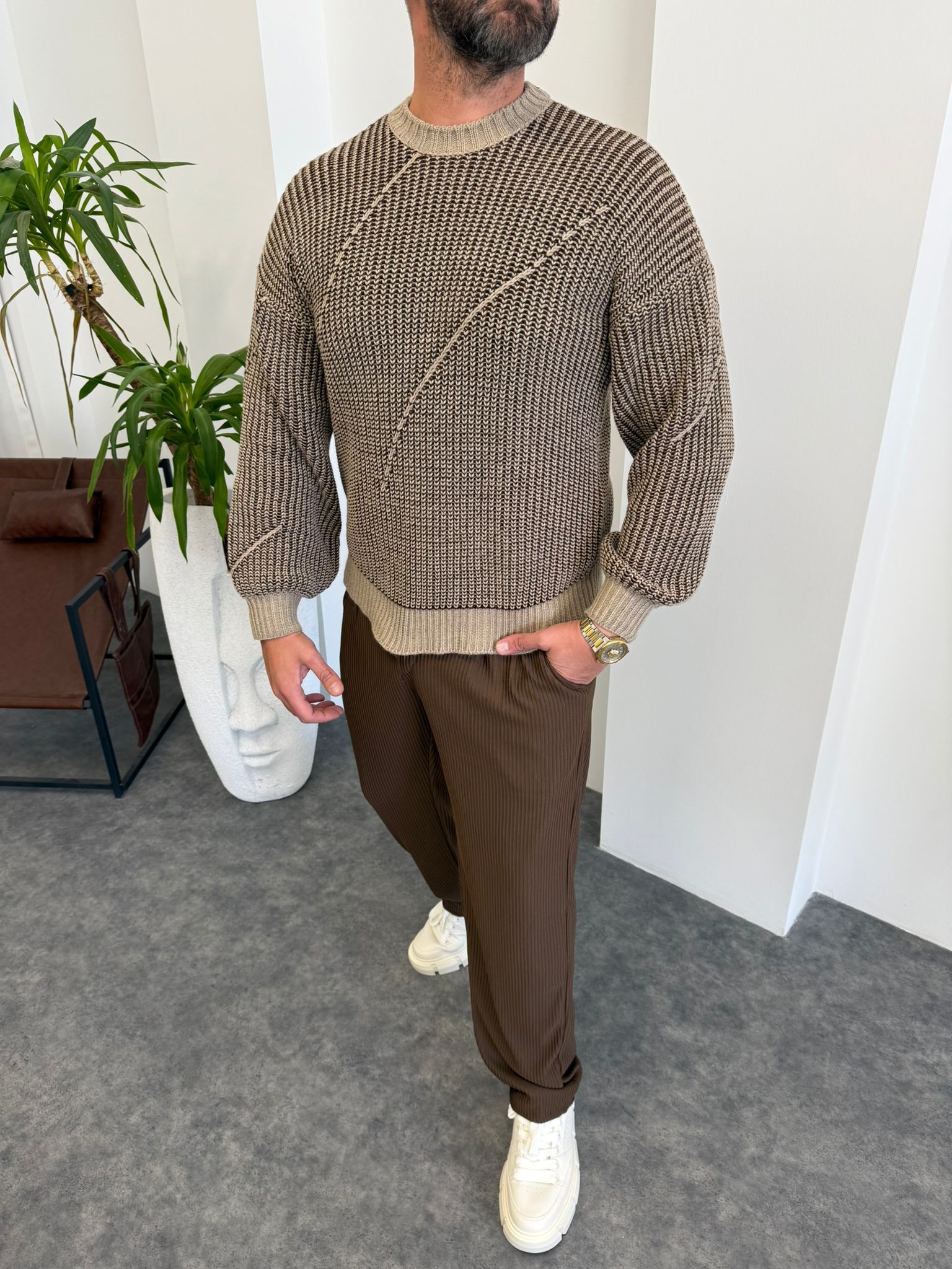 Yeşil Çelik Örme Kazak