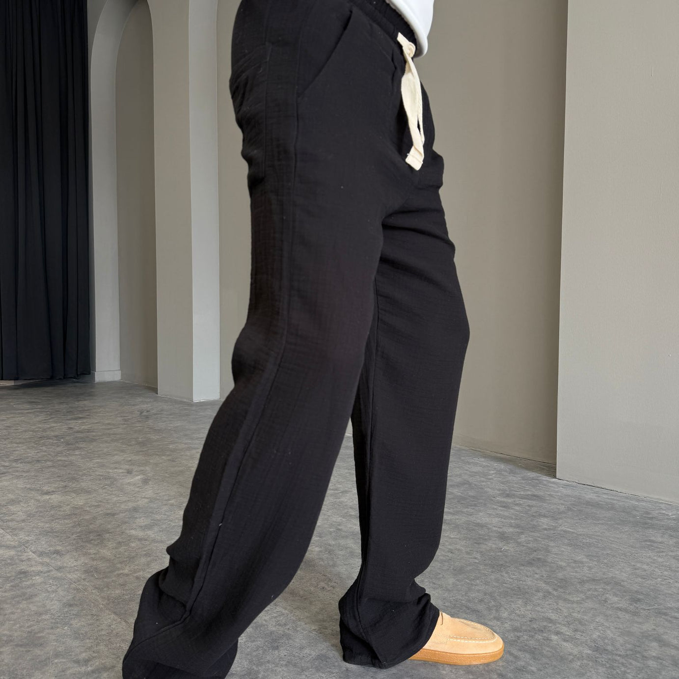 Beyaz Müslin Baggy Pantolon