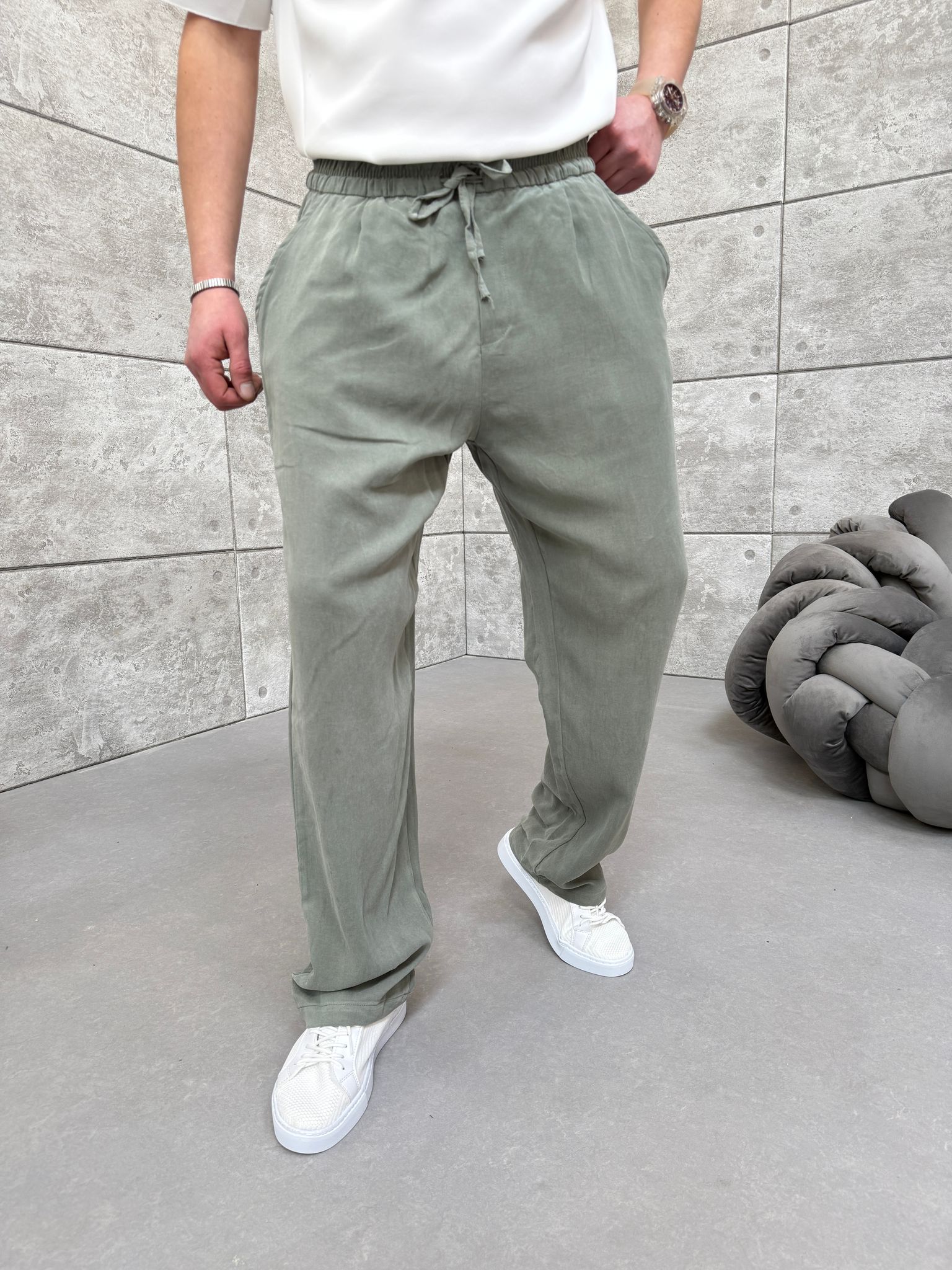 Lacivert Yıkamalı Oysho Kumaş  Pantolon