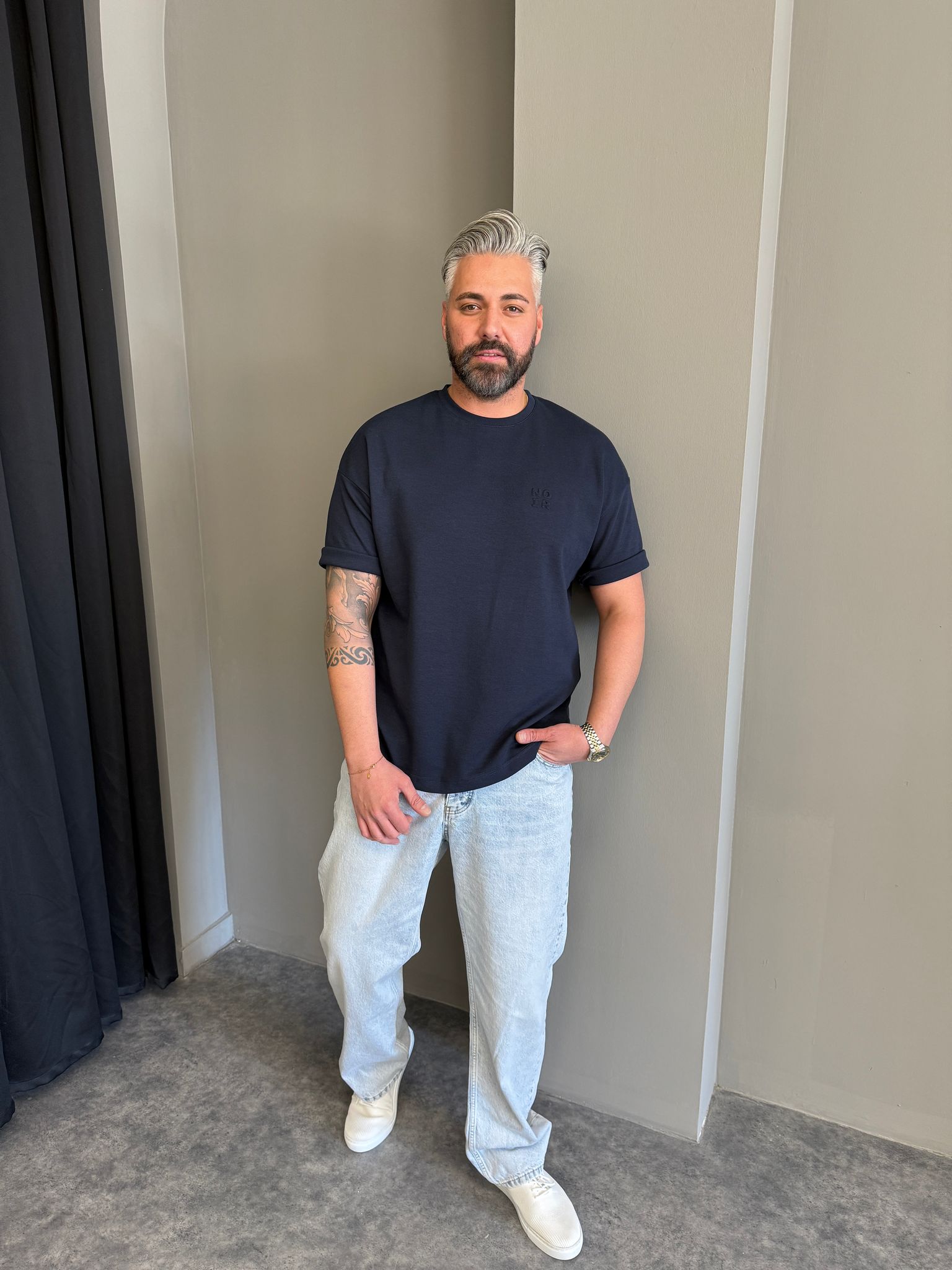 Petrol Minimal Baskılı T-Shirt