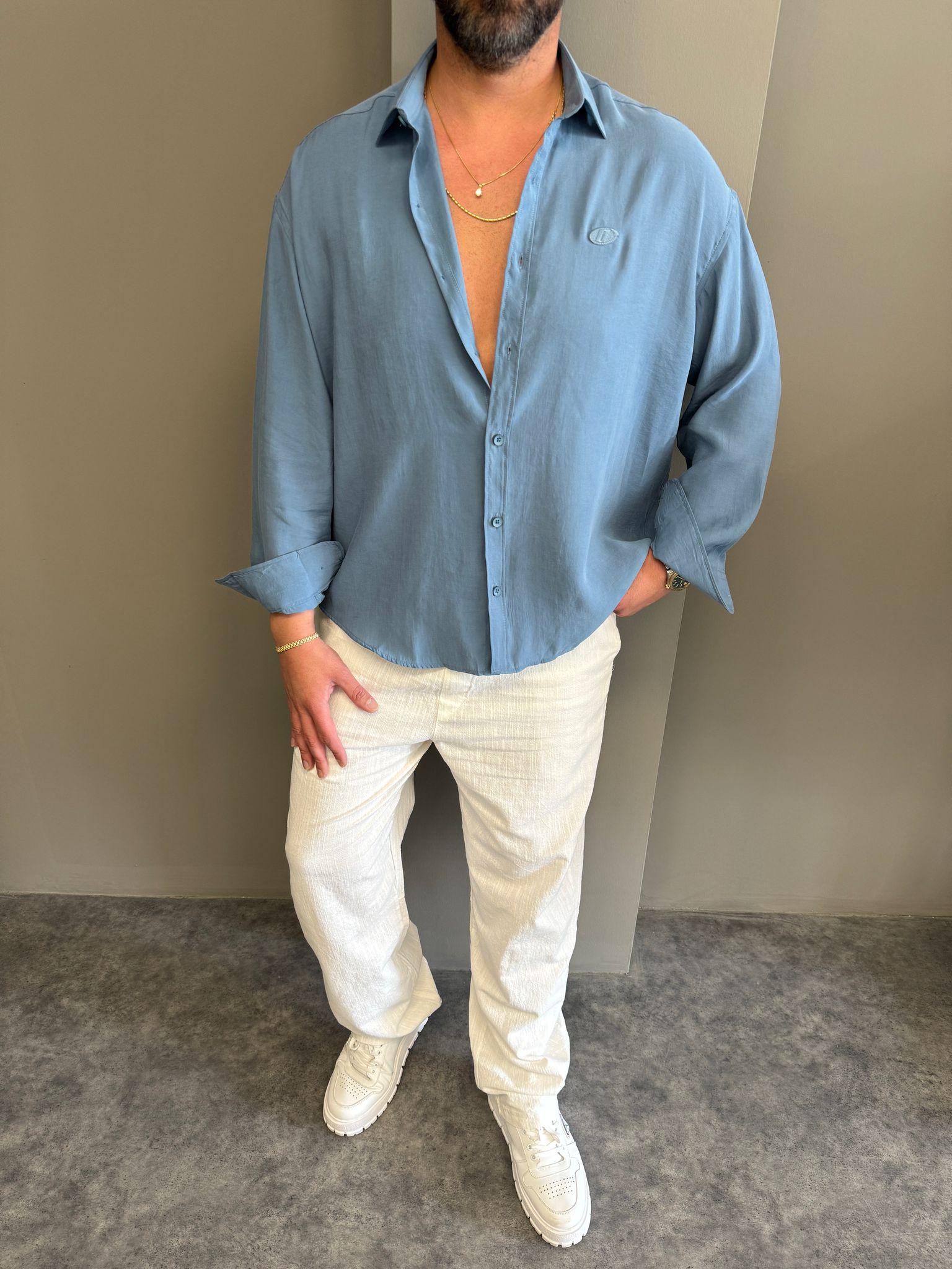 Mavi Modal Kumaş Gömlek