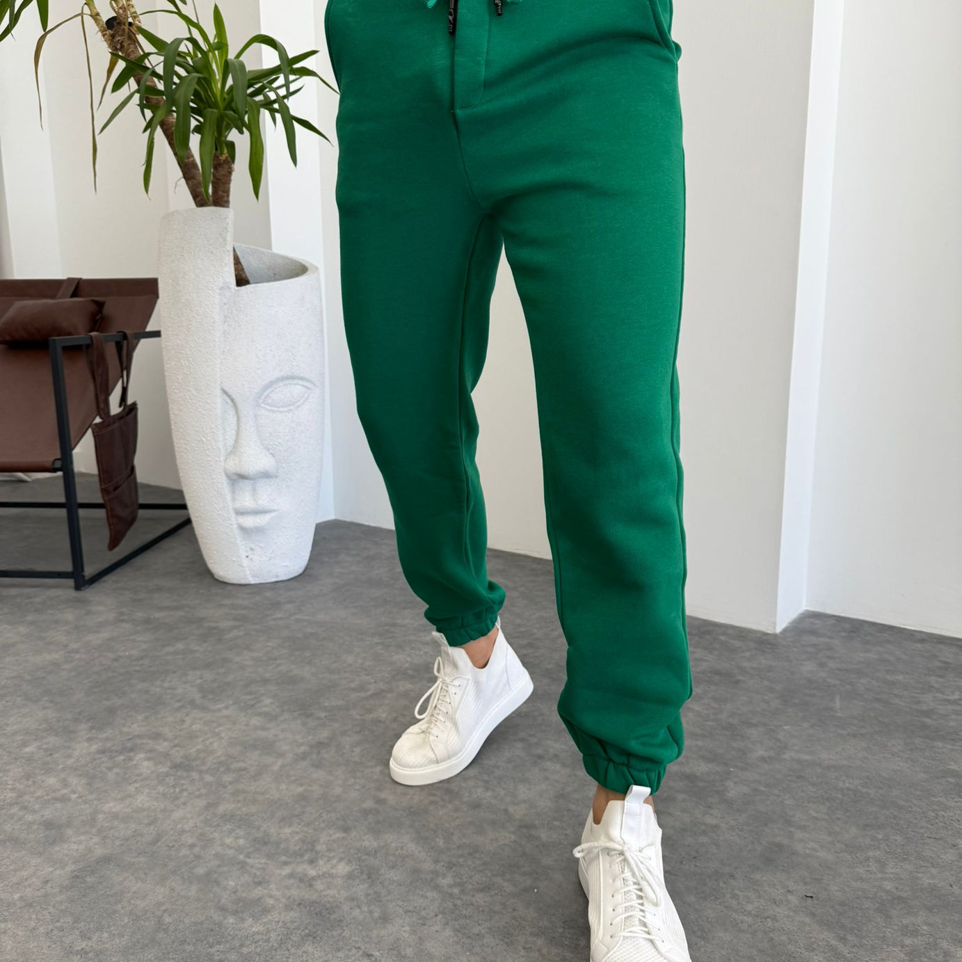 Yeşil Paça Lastikli Jogger