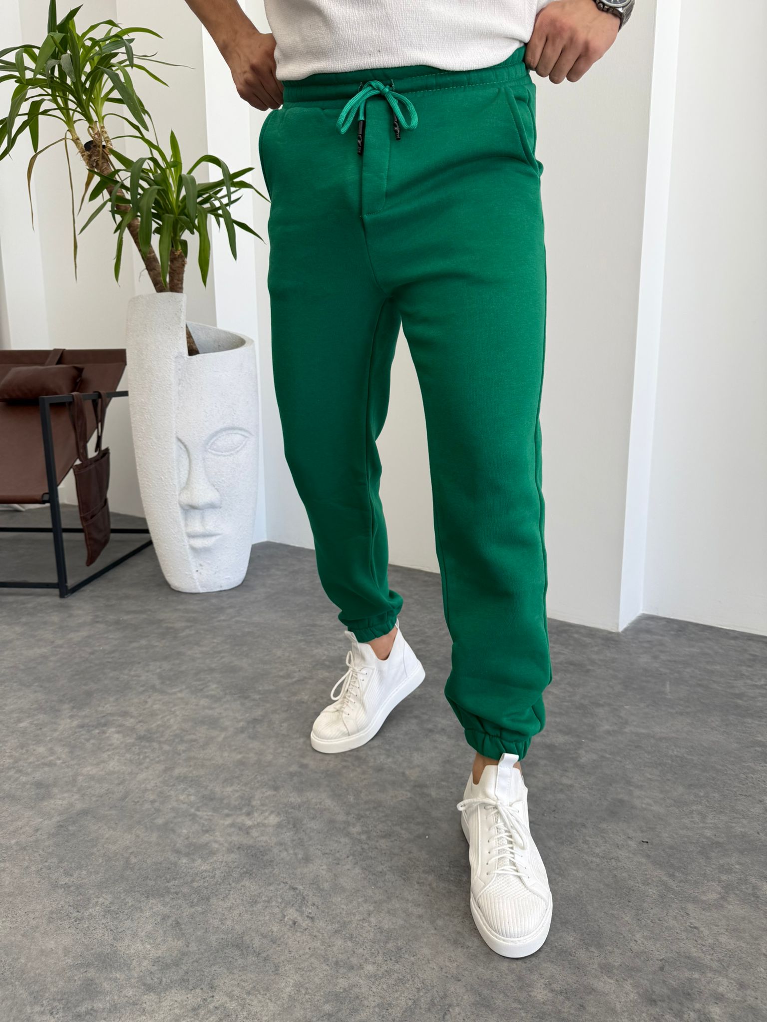 Yeşil Paça Lastikli Jogger