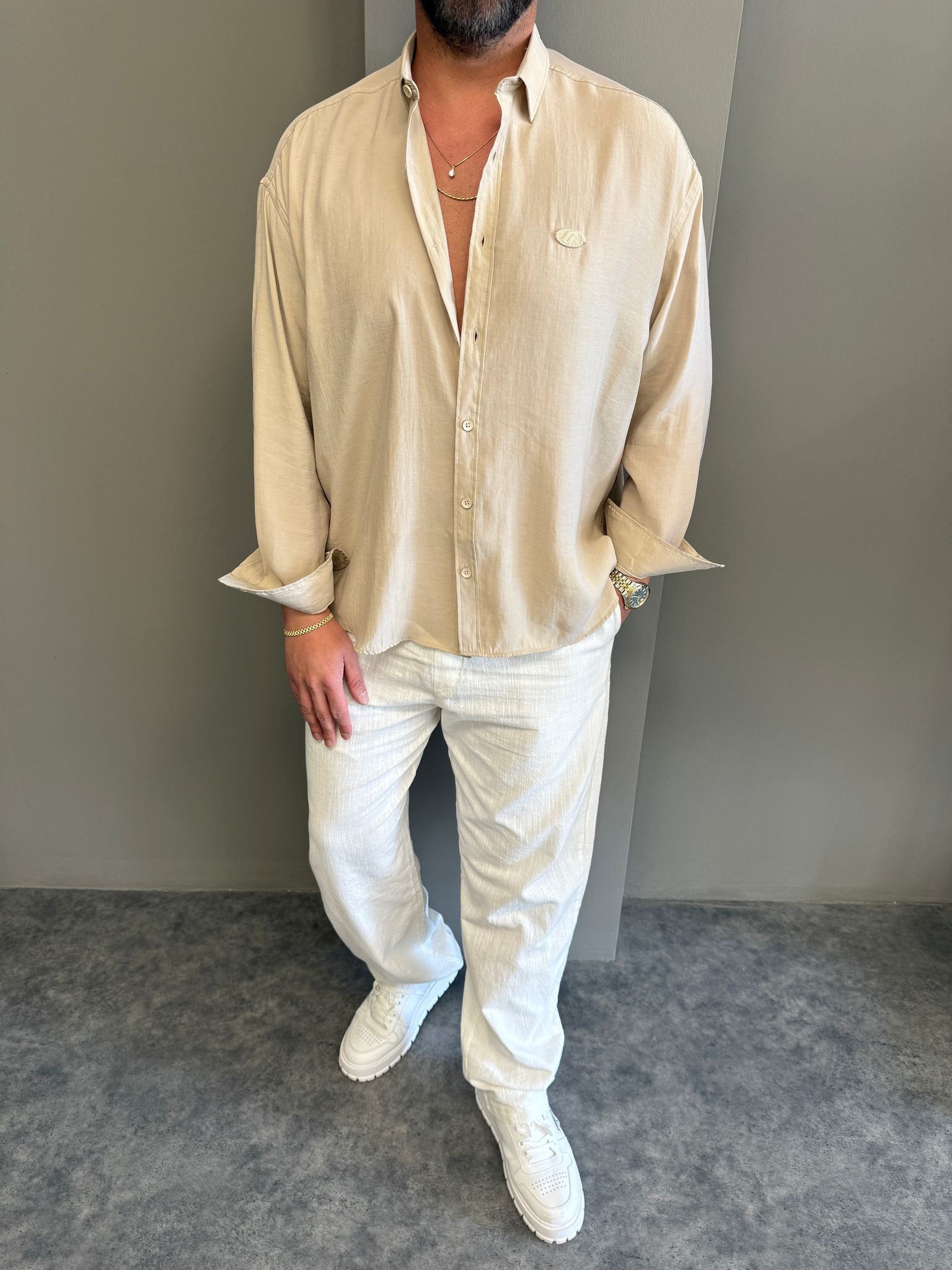 Lacivert Modal Kumaş Gömlek