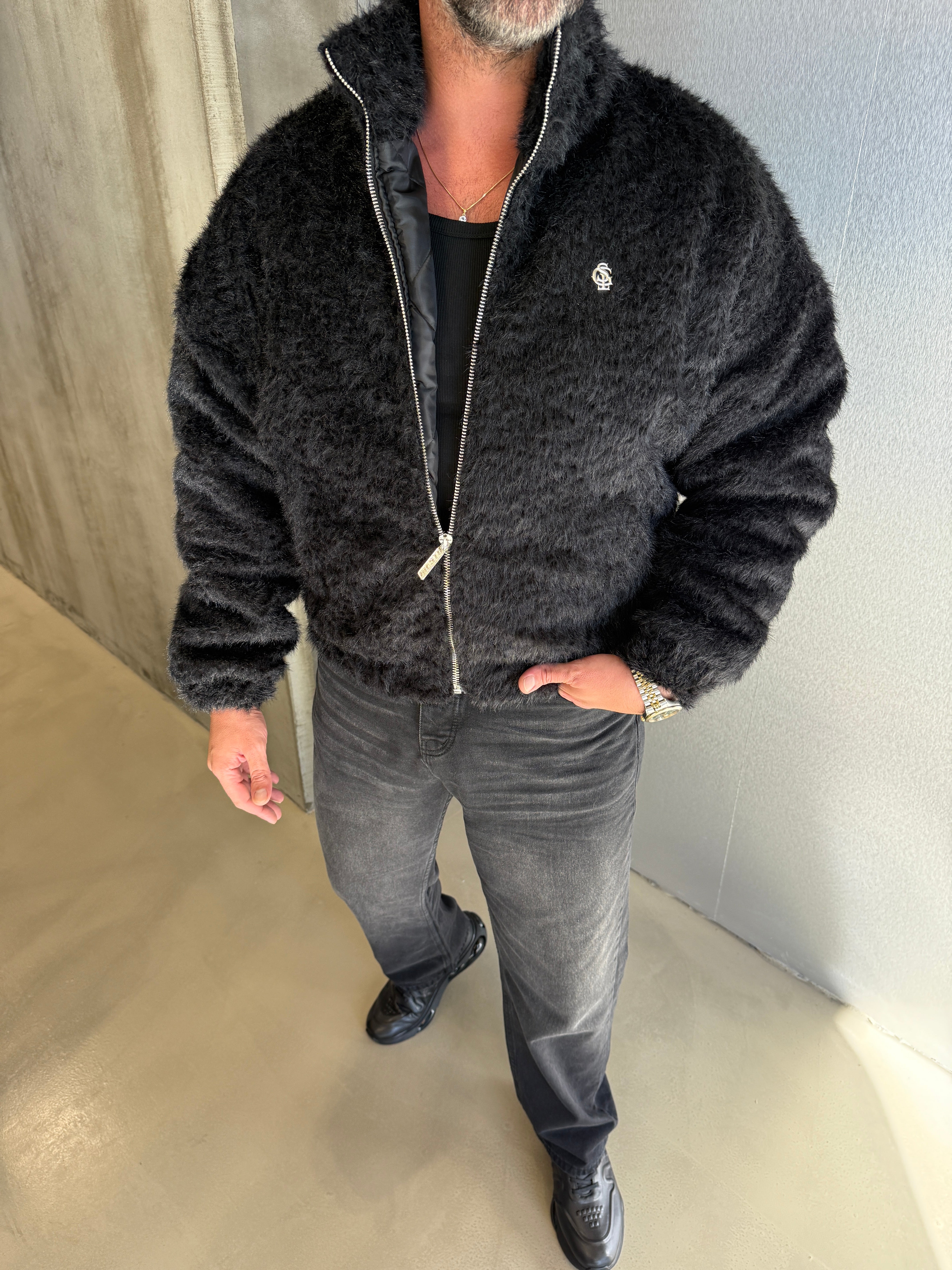 Kahve GST Sakallı Kumaş Mont