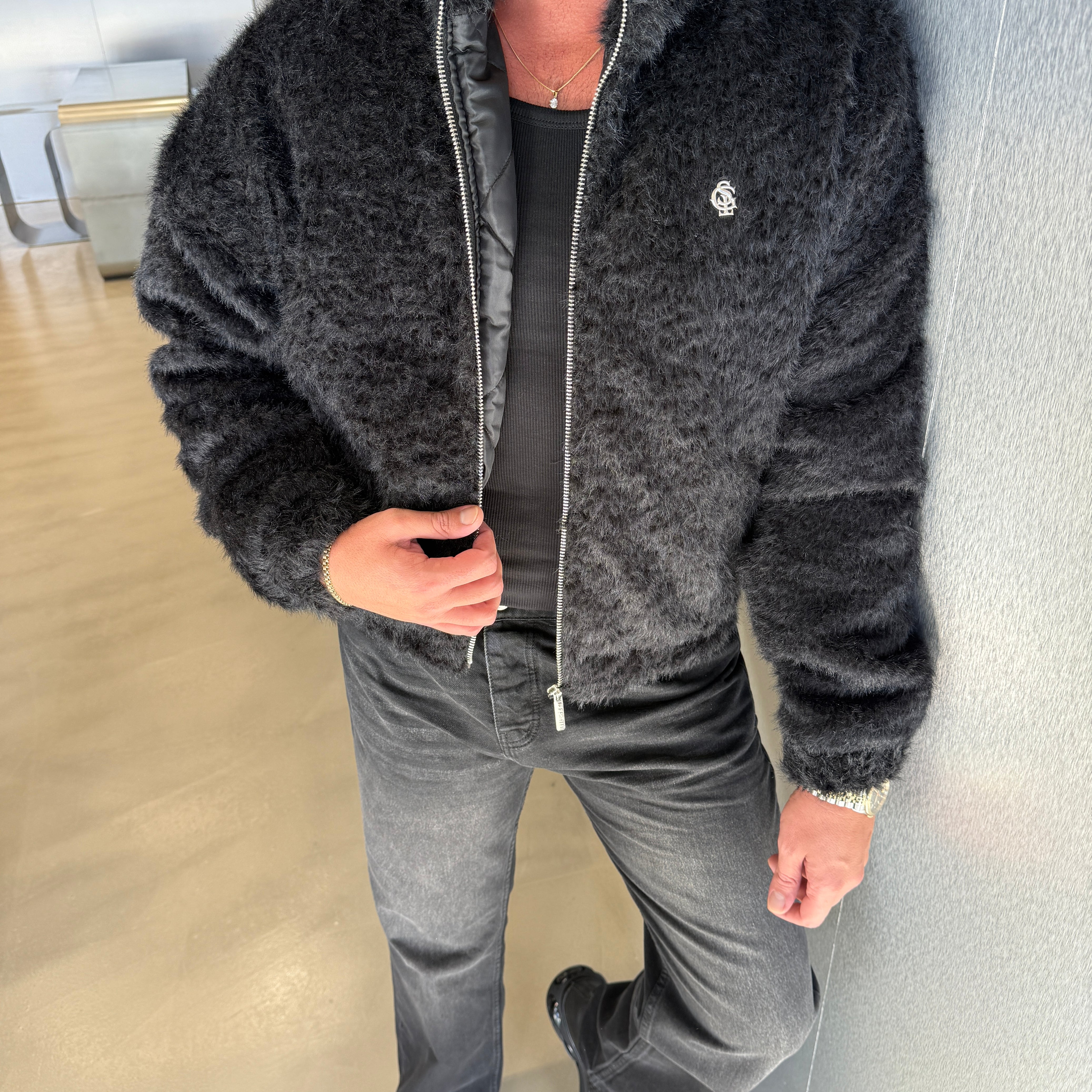 Kahve GST Sakallı Kumaş Mont