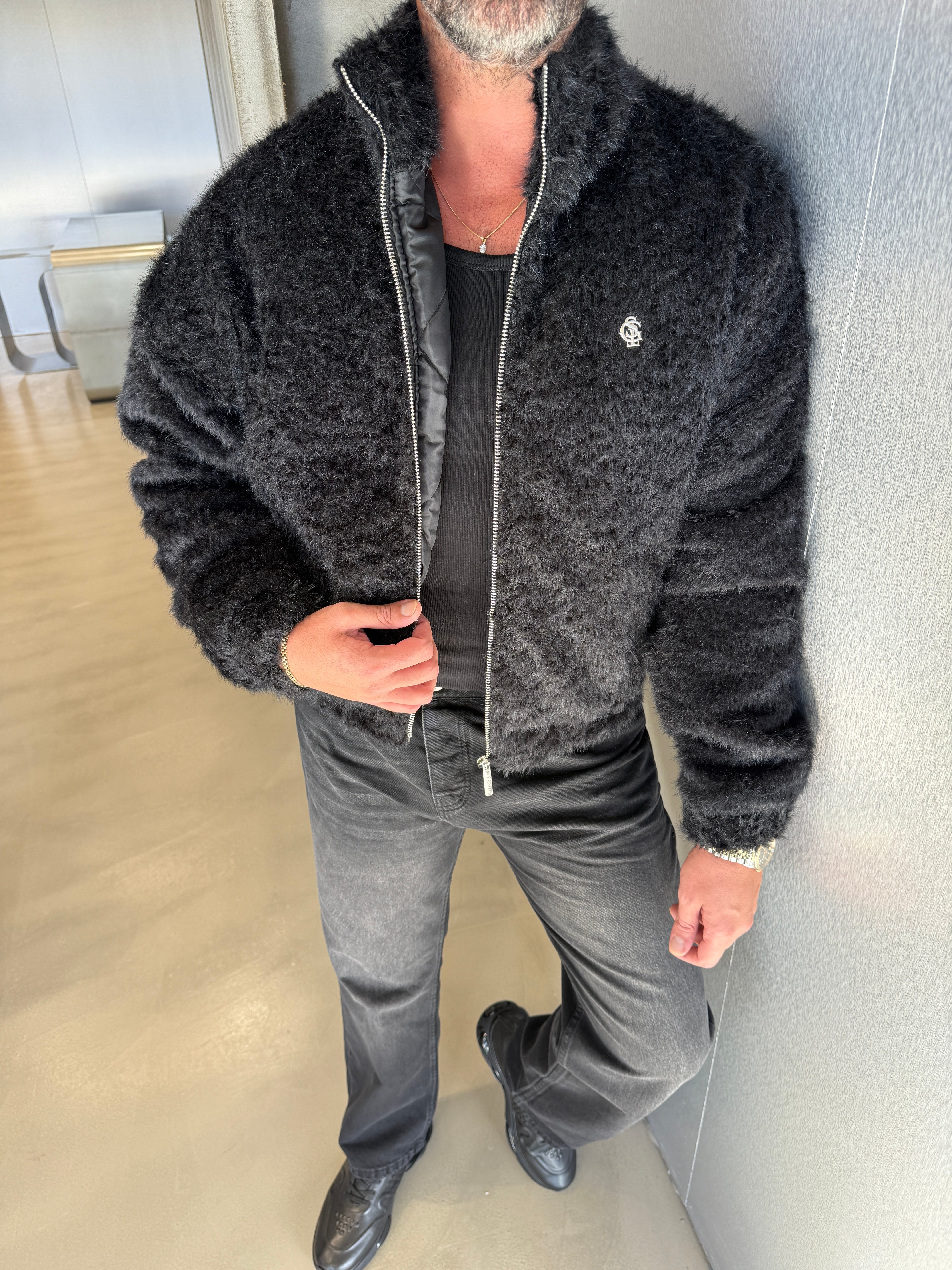 Kahve GST Sakallı Kumaş Mont