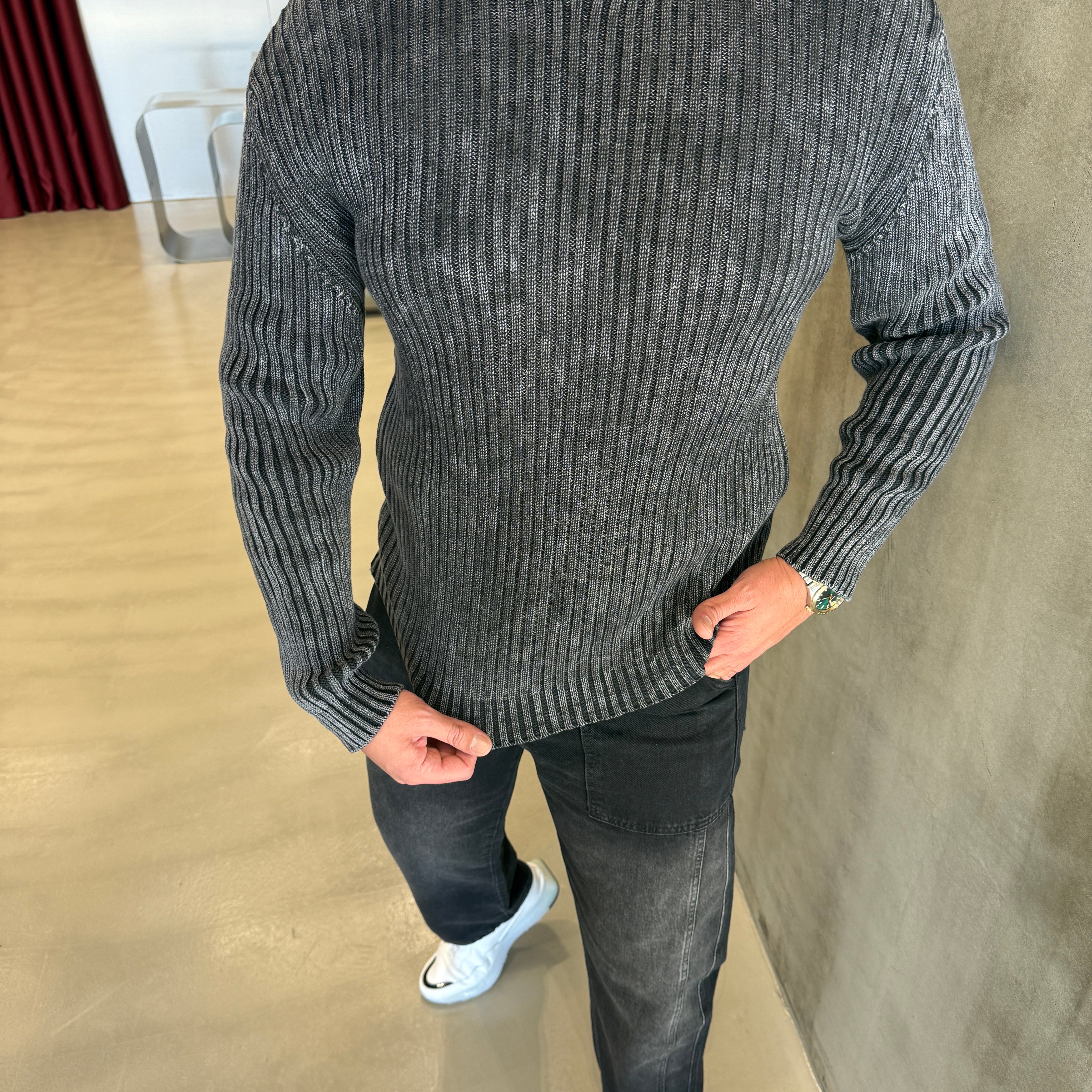 Antrasit Yıkamalı Pre Sweat