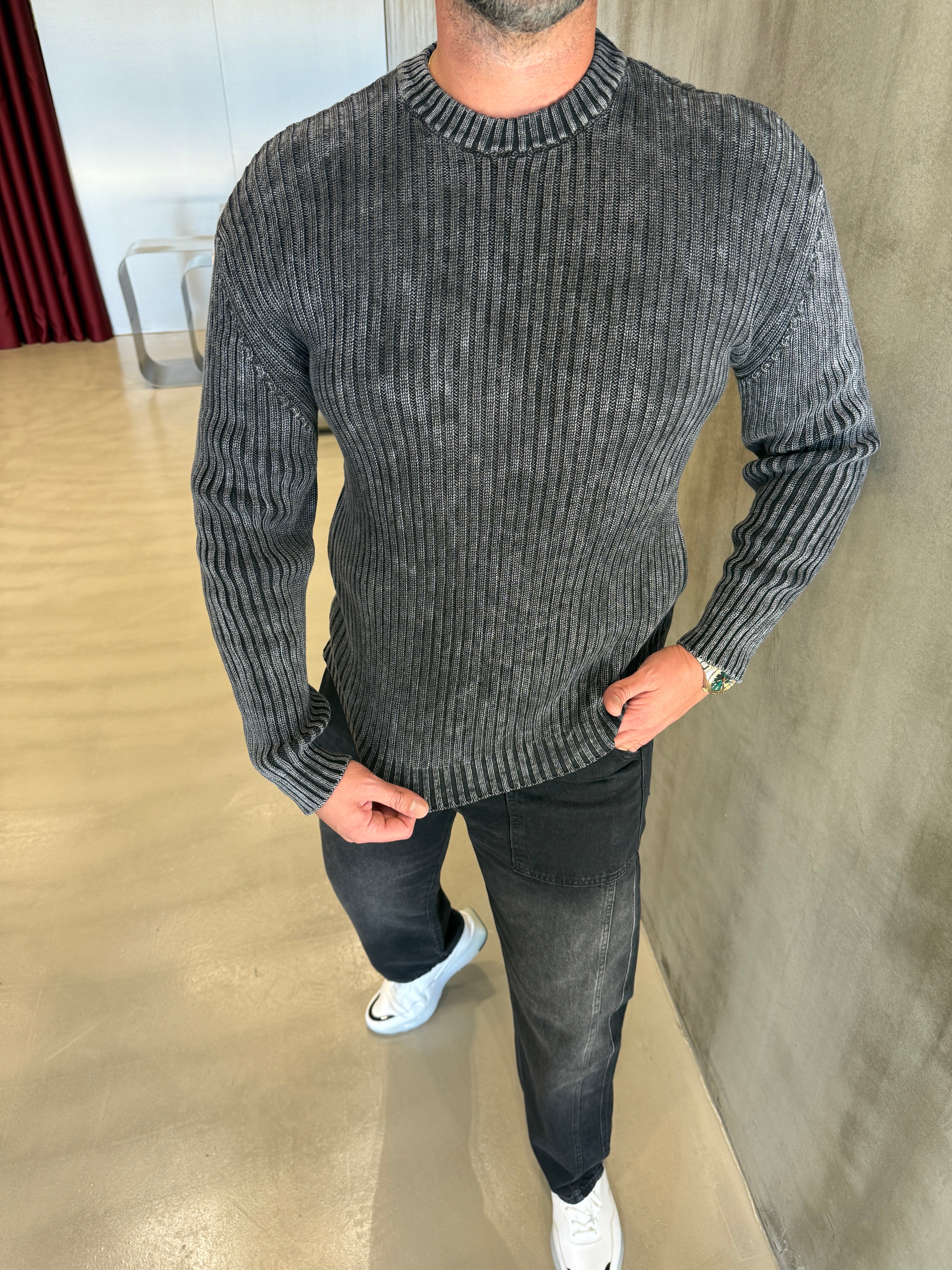 Antrasit Yıkamalı Pre Sweat