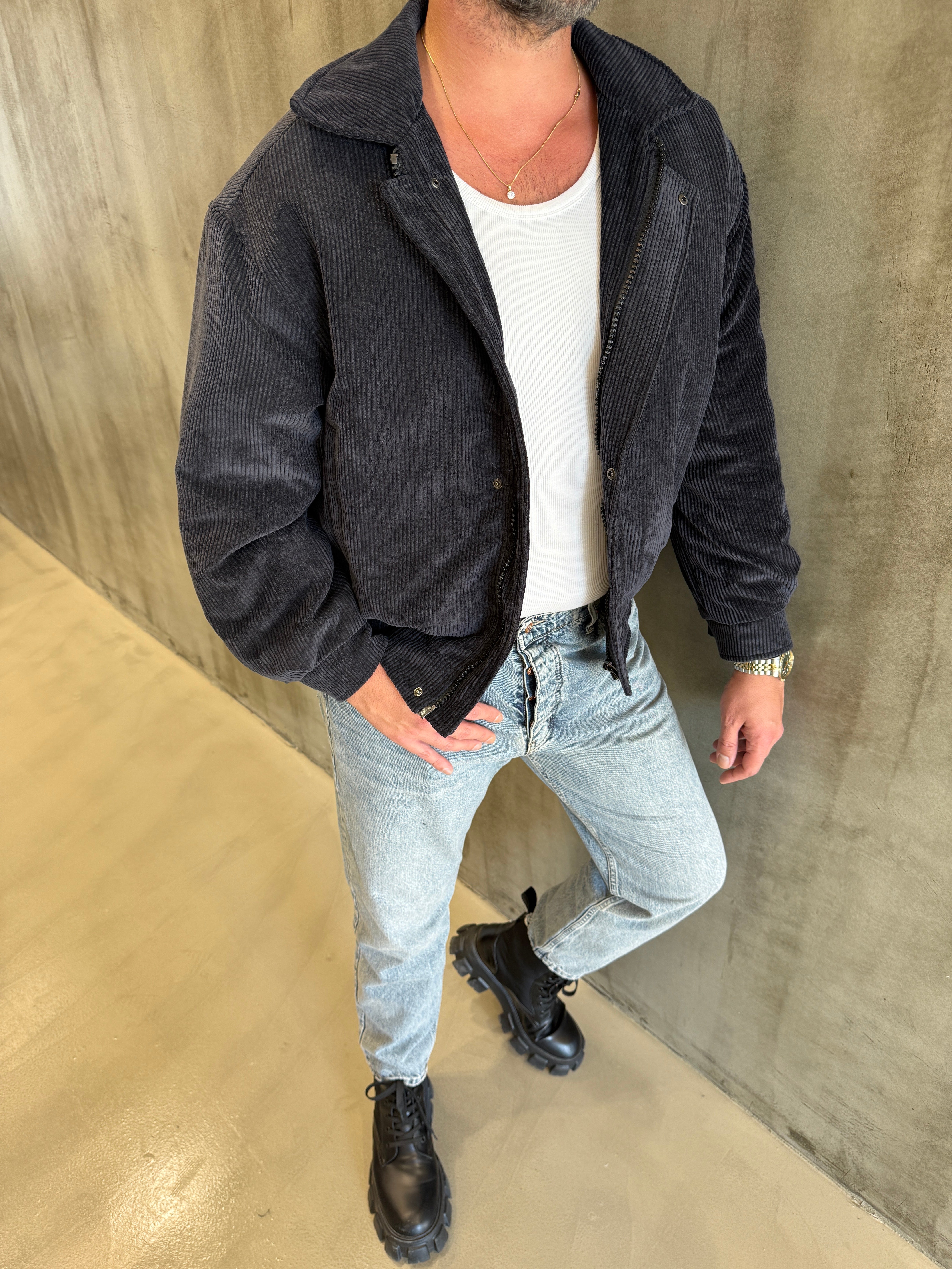 Siyah STR Kadife Mont