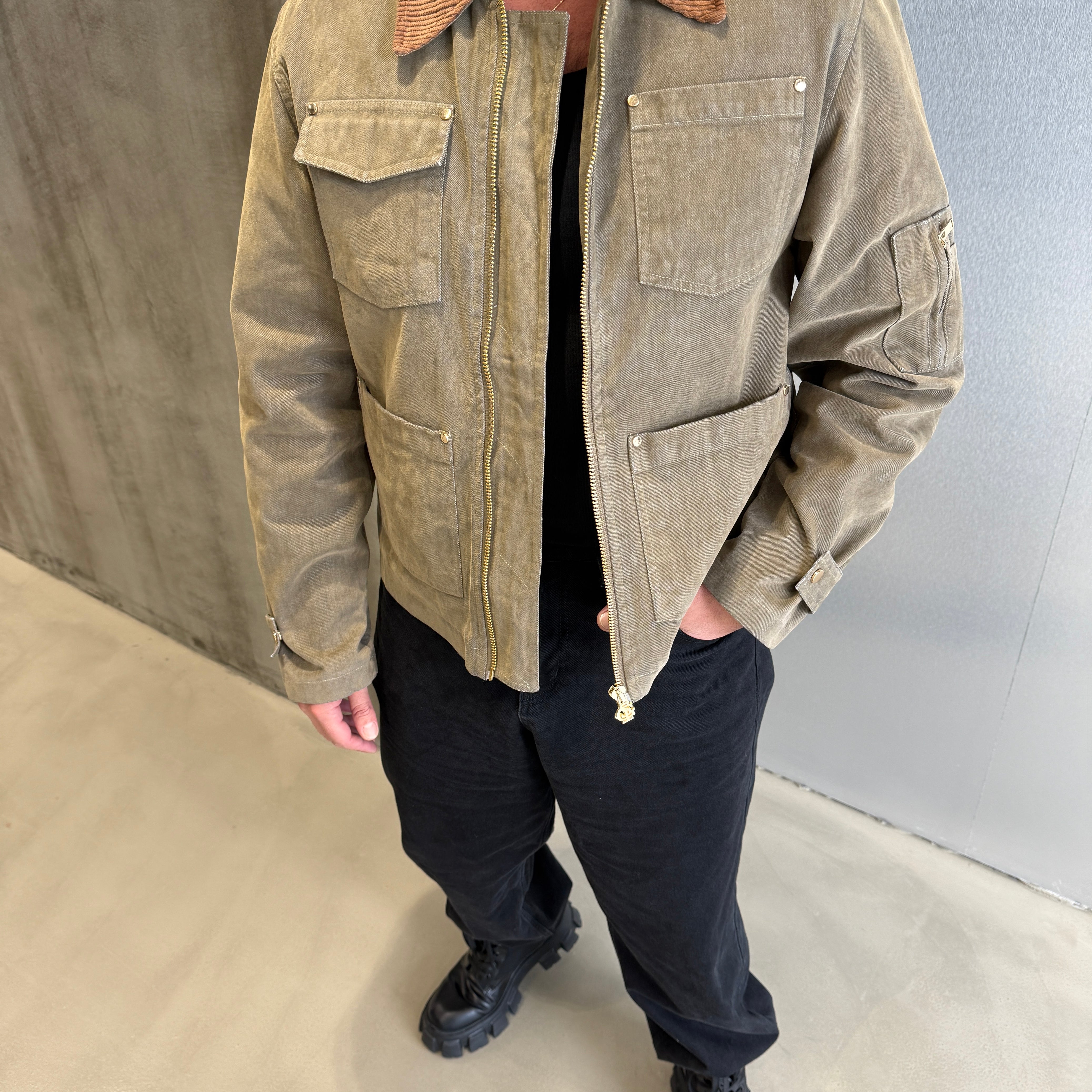 Kahve Premium GG Yıkamalı Kumaş Ceket