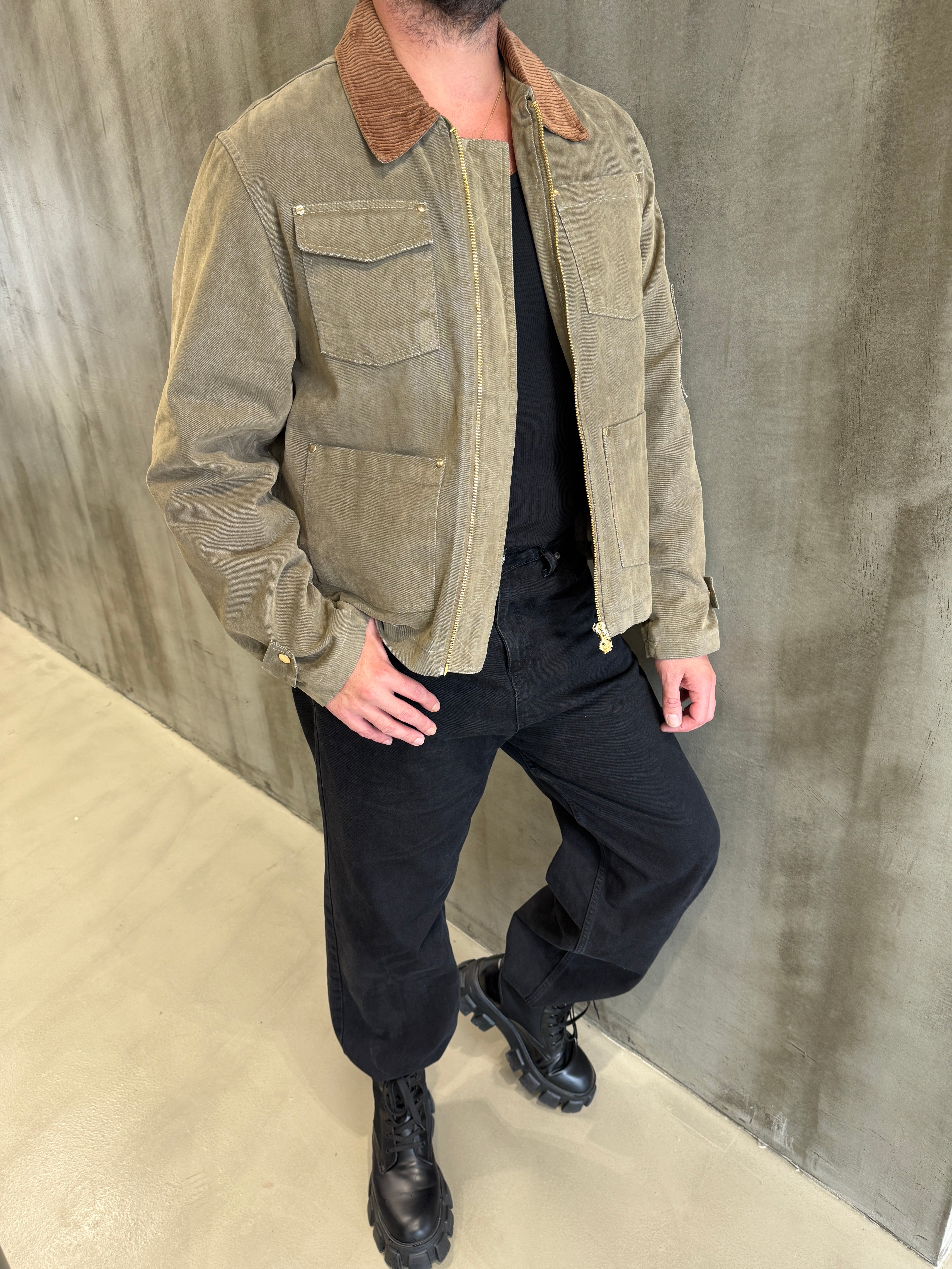 Krem Premium GG Yıkamalı Kumaş Ceket