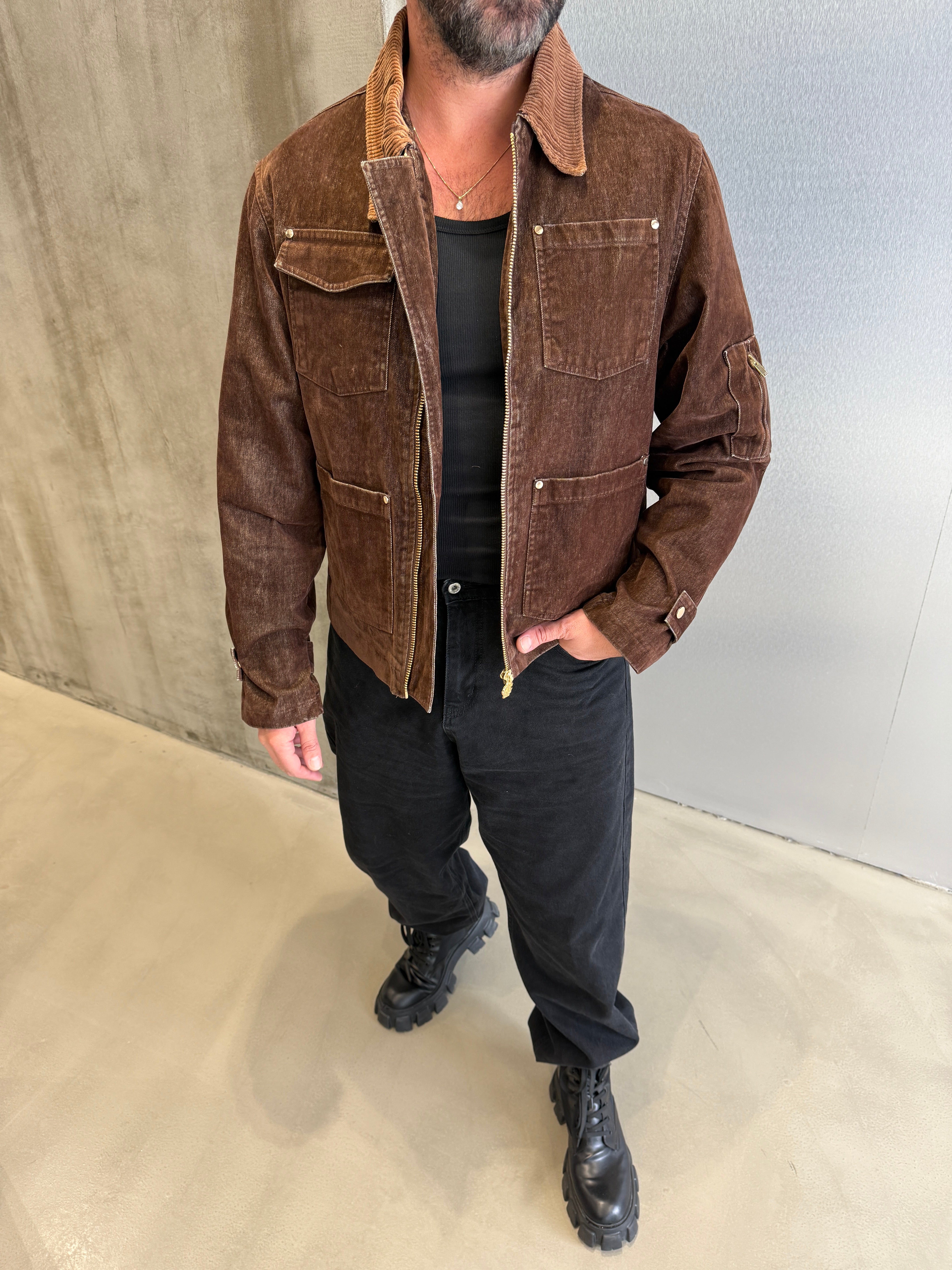 Kahve Premium GG Yıkamalı Kumaş Ceket