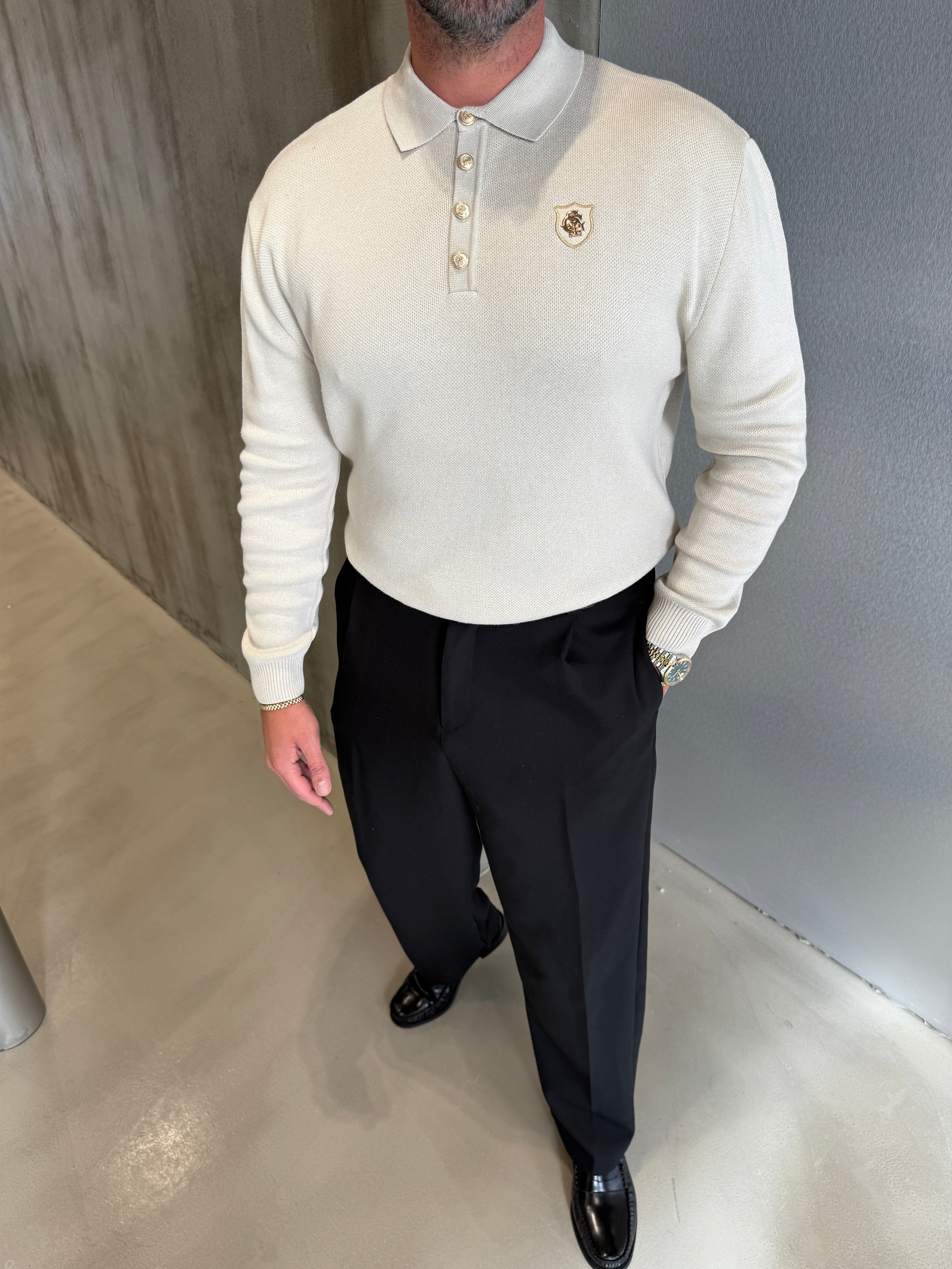 Ekru Old Money Triko Sweat