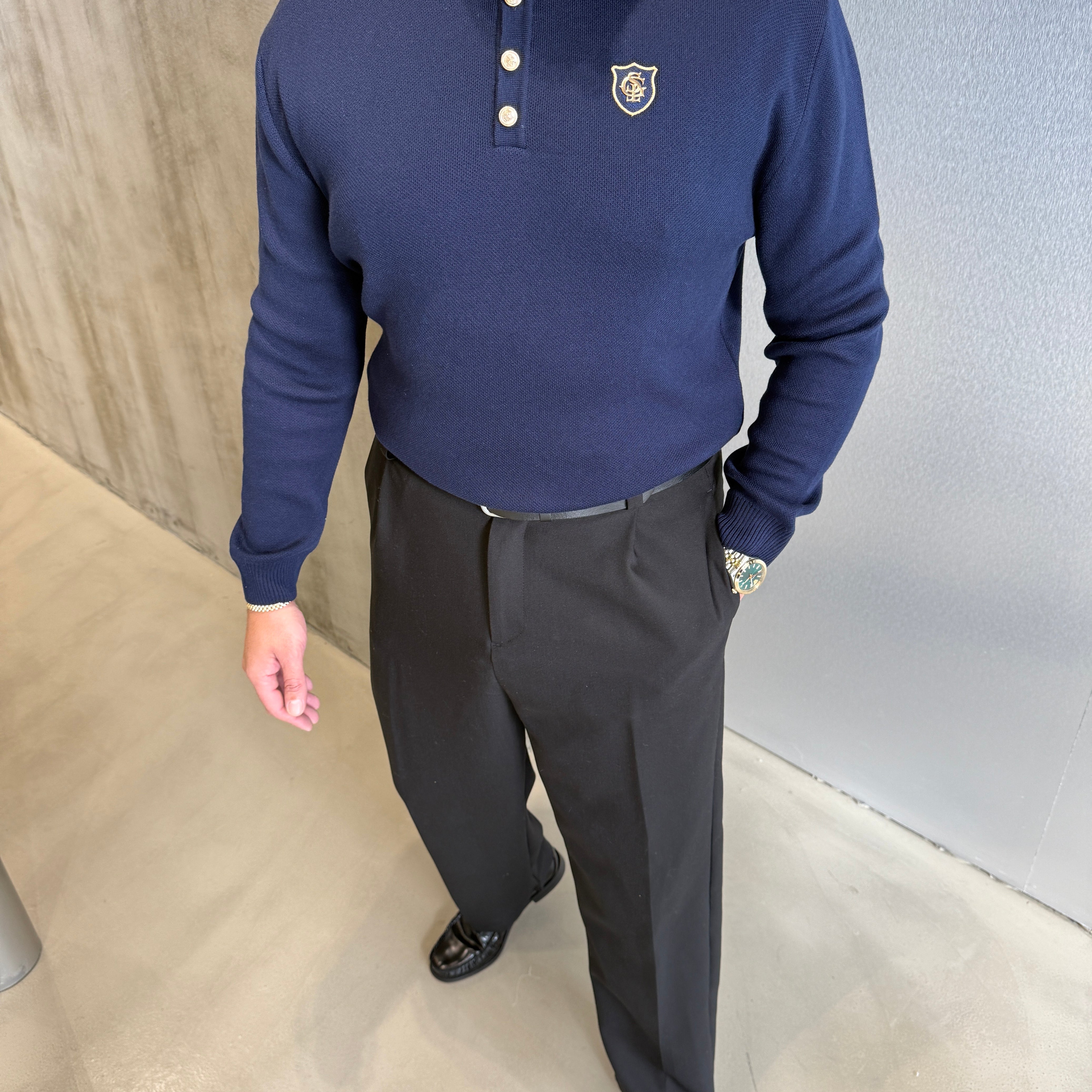 Lacivert Old Money Triko Sweat