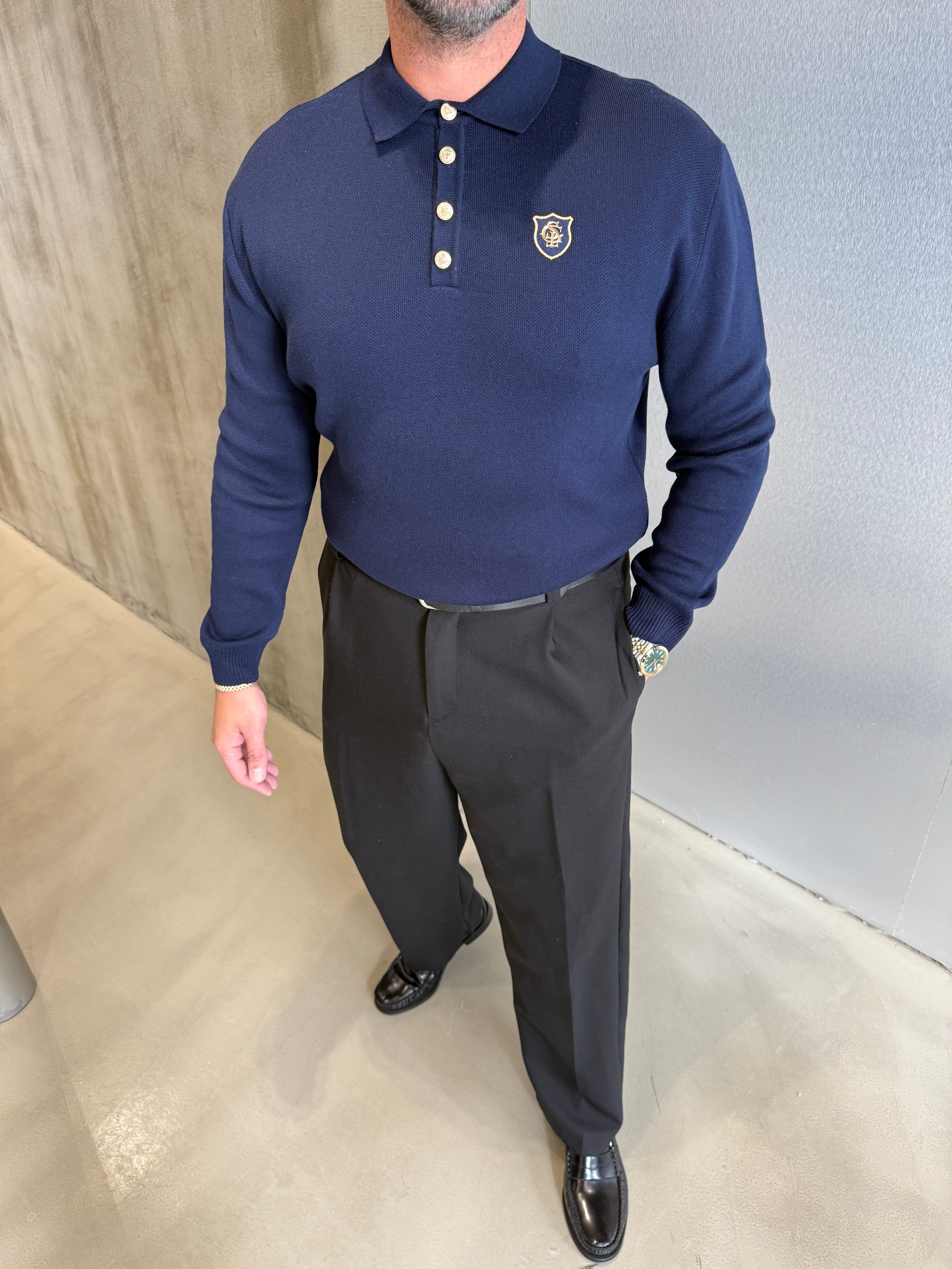 Lacivert Old Money Triko Sweat