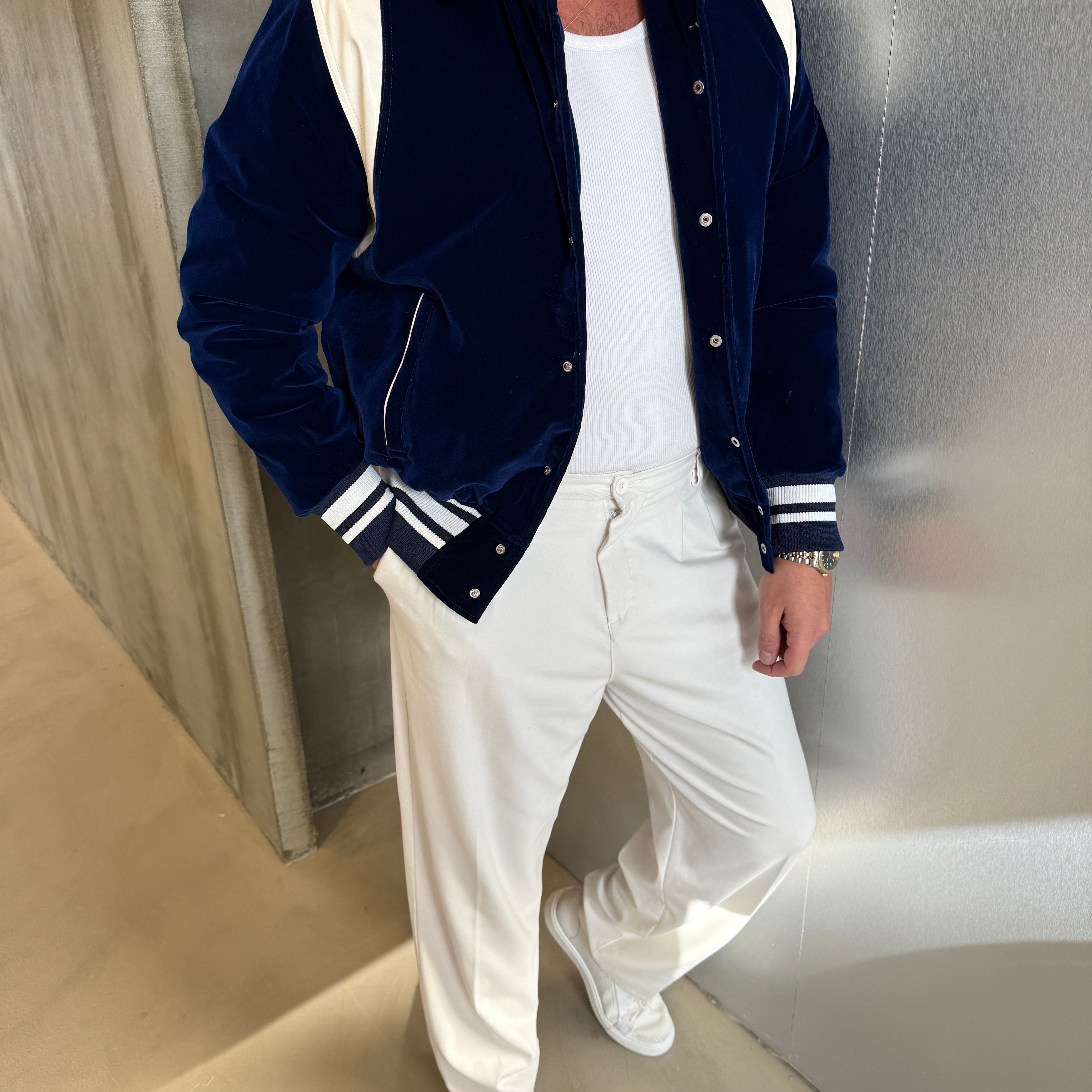 Siyah Kadife Kolej Ceket