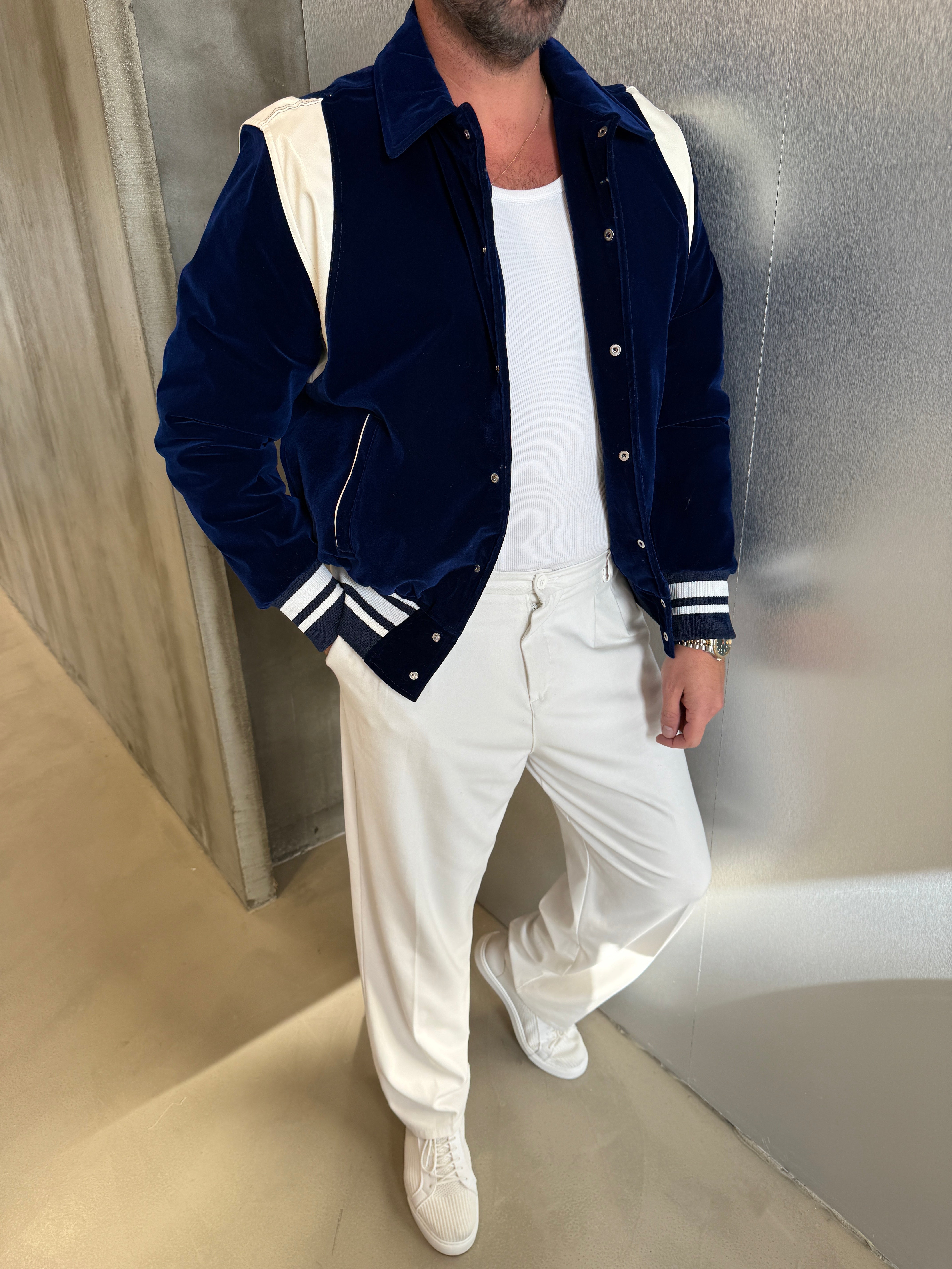 Siyah Kadife Kolej Ceket