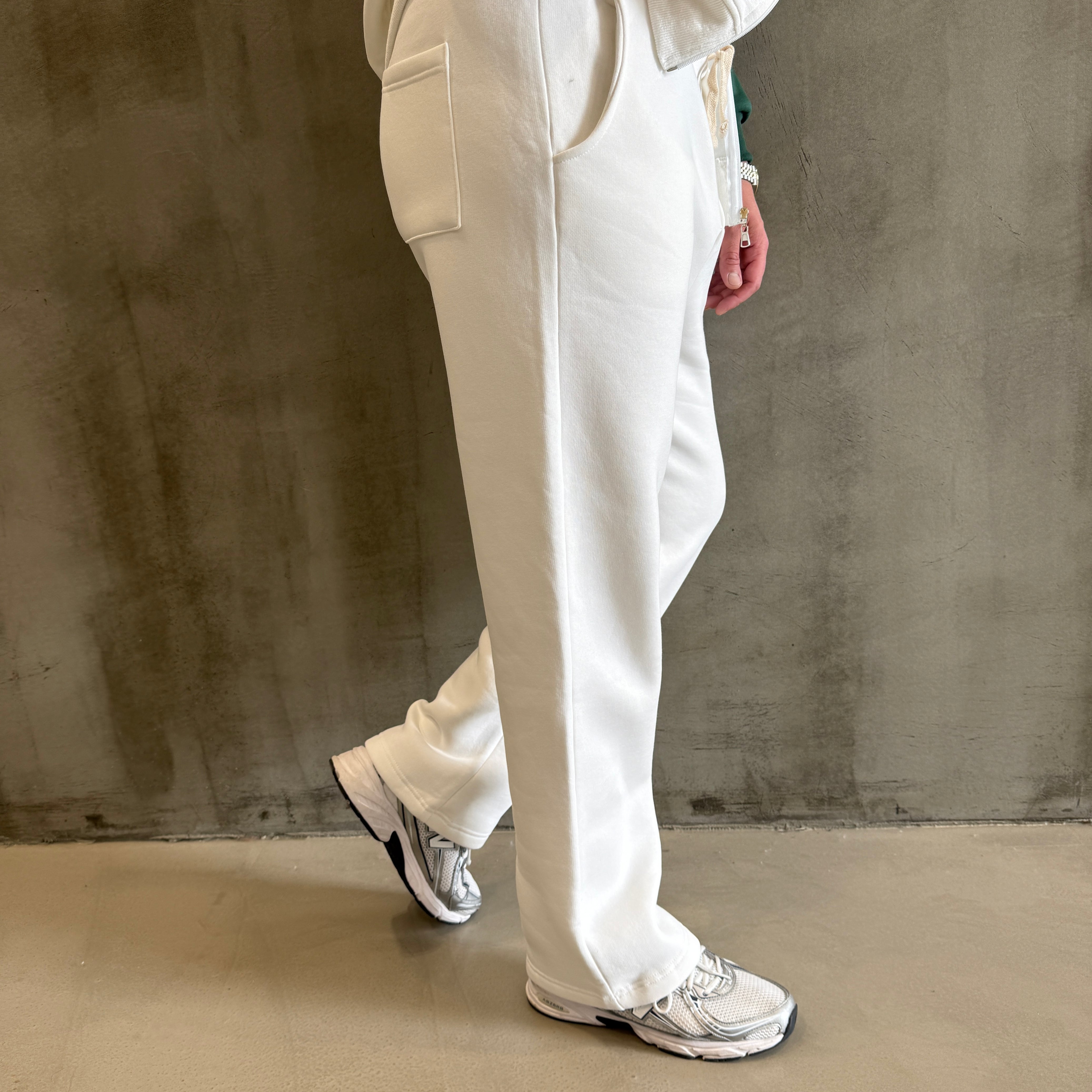 Beyaz 3 İplik Baggy Jogger